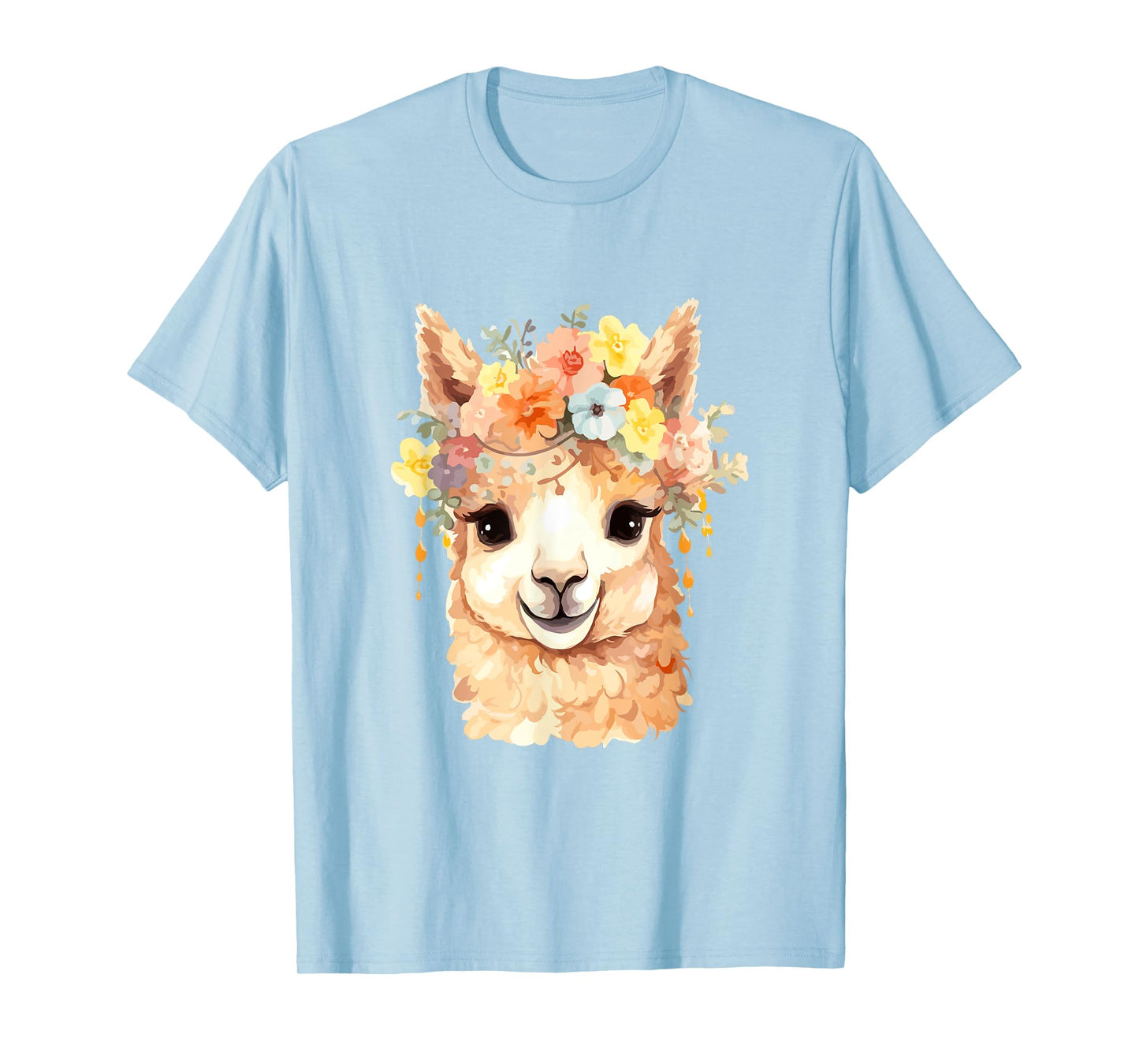 Alpaca with flowers, cute alpaca and llama T-Shirt