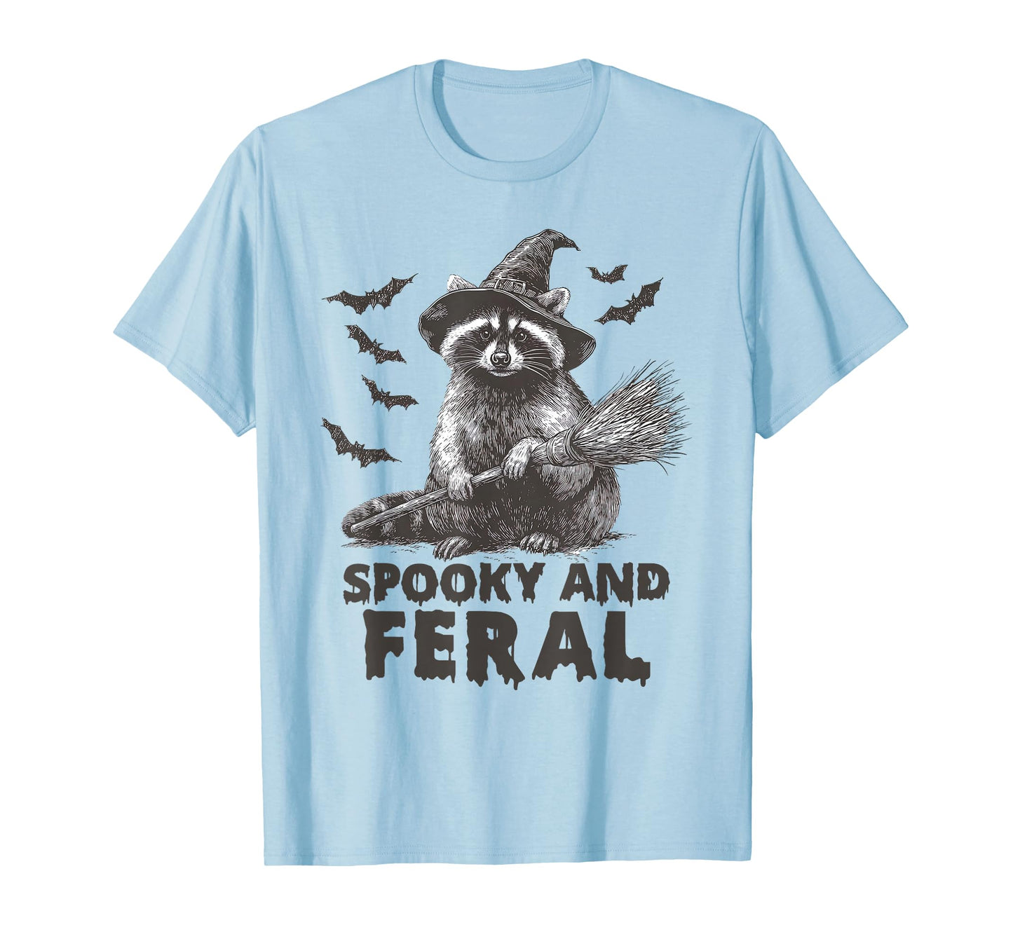 Spooky and Feral Witchy Raccoon Vintage Raccoon Halloween T-Shirt