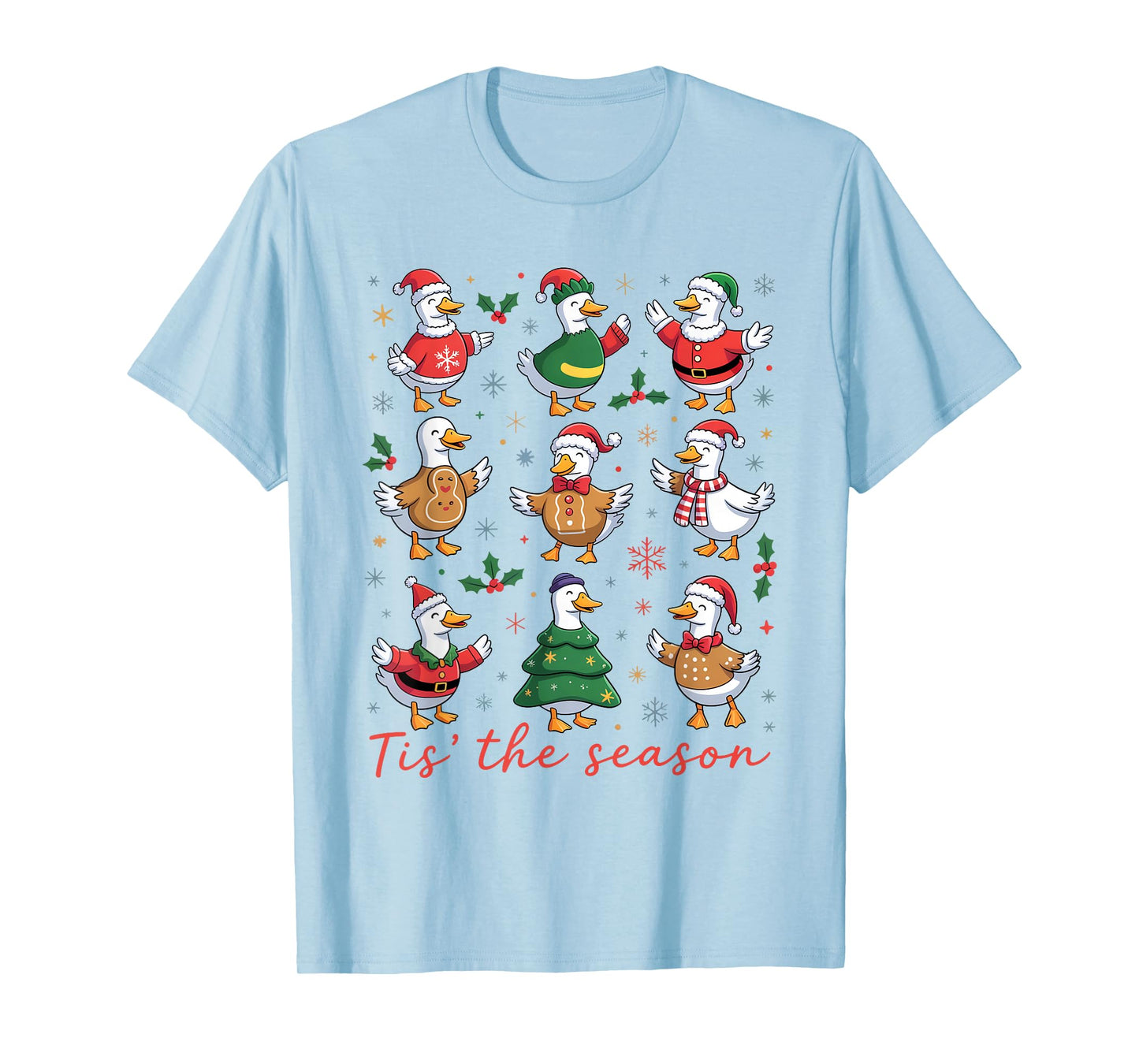 Retro Silly Goose Santa Cute Merry Christmas Tis The Season T-Shirt