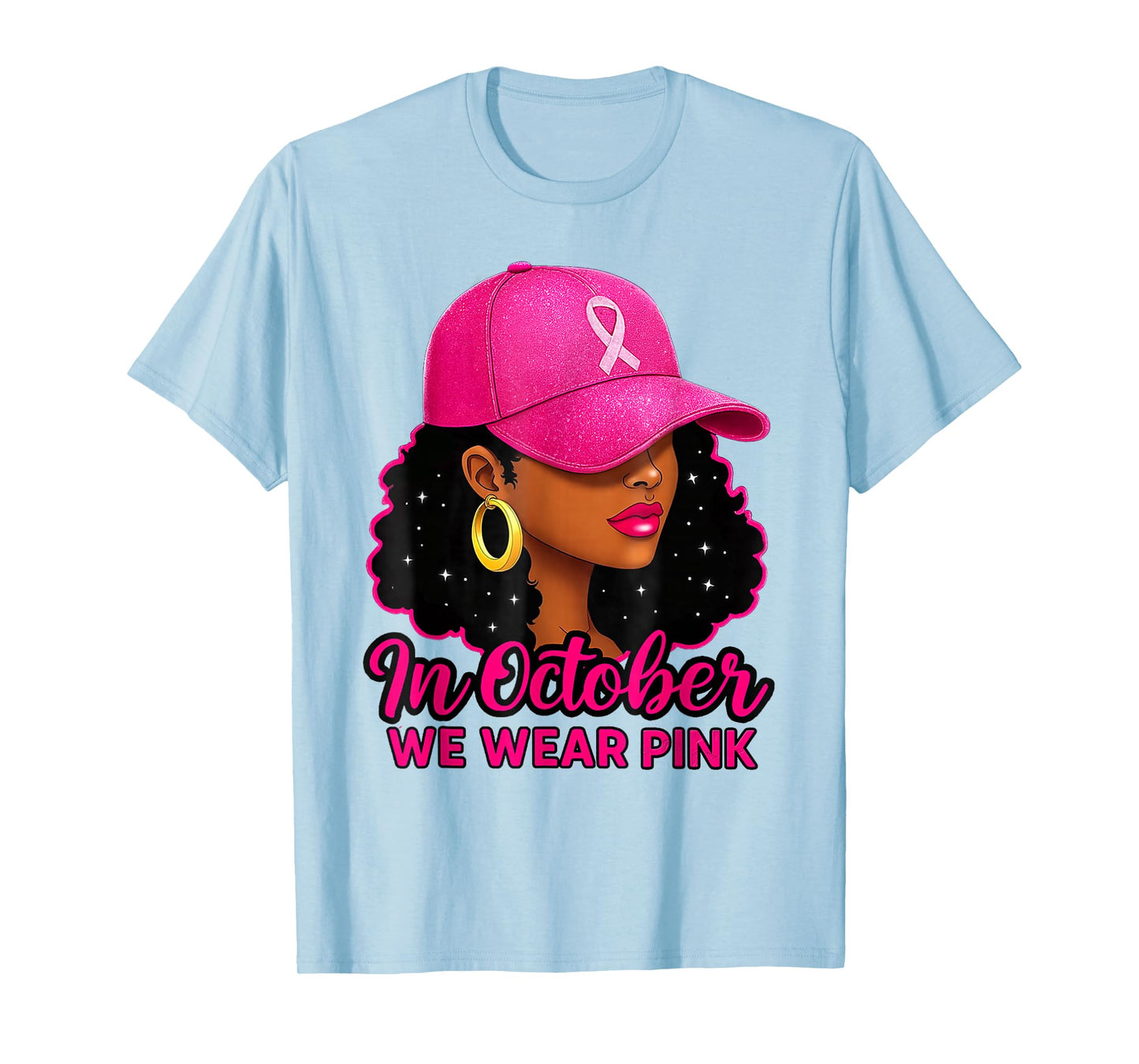 in October We Wear Pink Ribbon Witch Halloween Breast Cancer T-Shirt