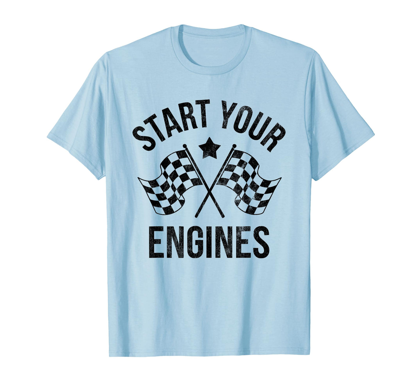Start Your Engines Vintage Checkered Flag Race Car T-Shirt