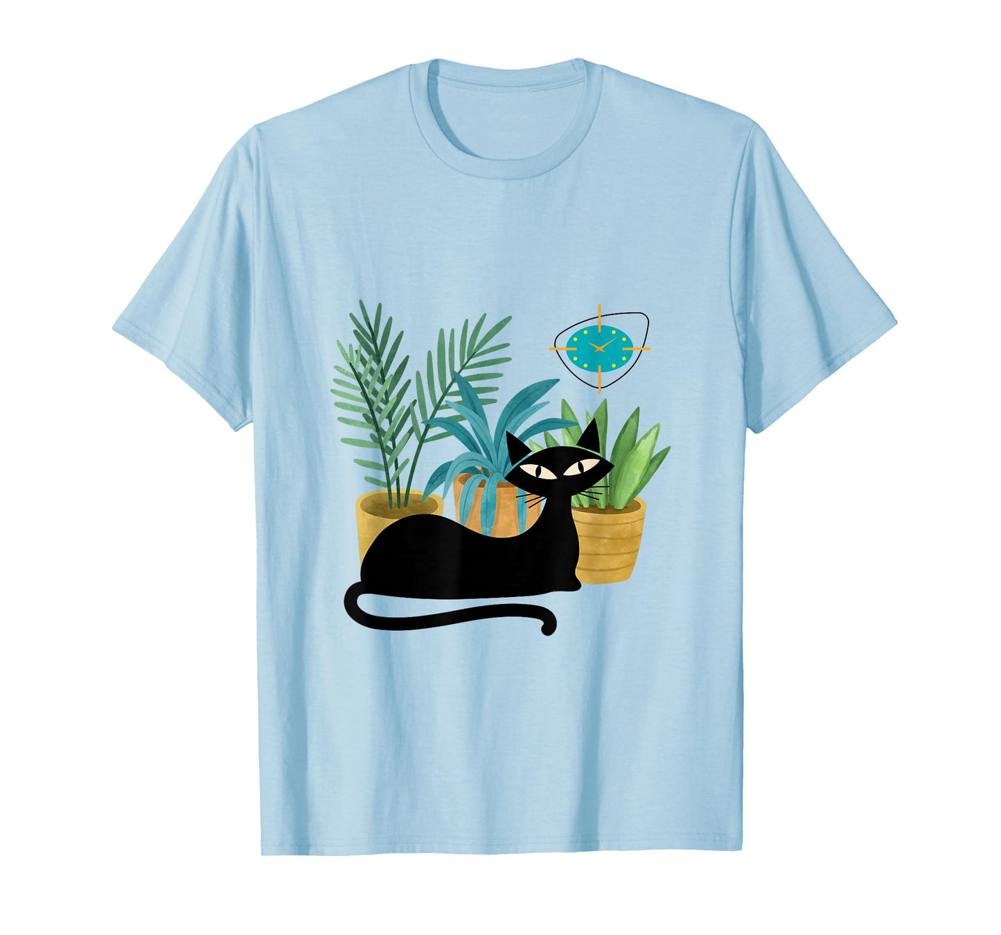 Cat Botanical Theme Midcentury Atomic Age Modern Mid Century T-Shirt