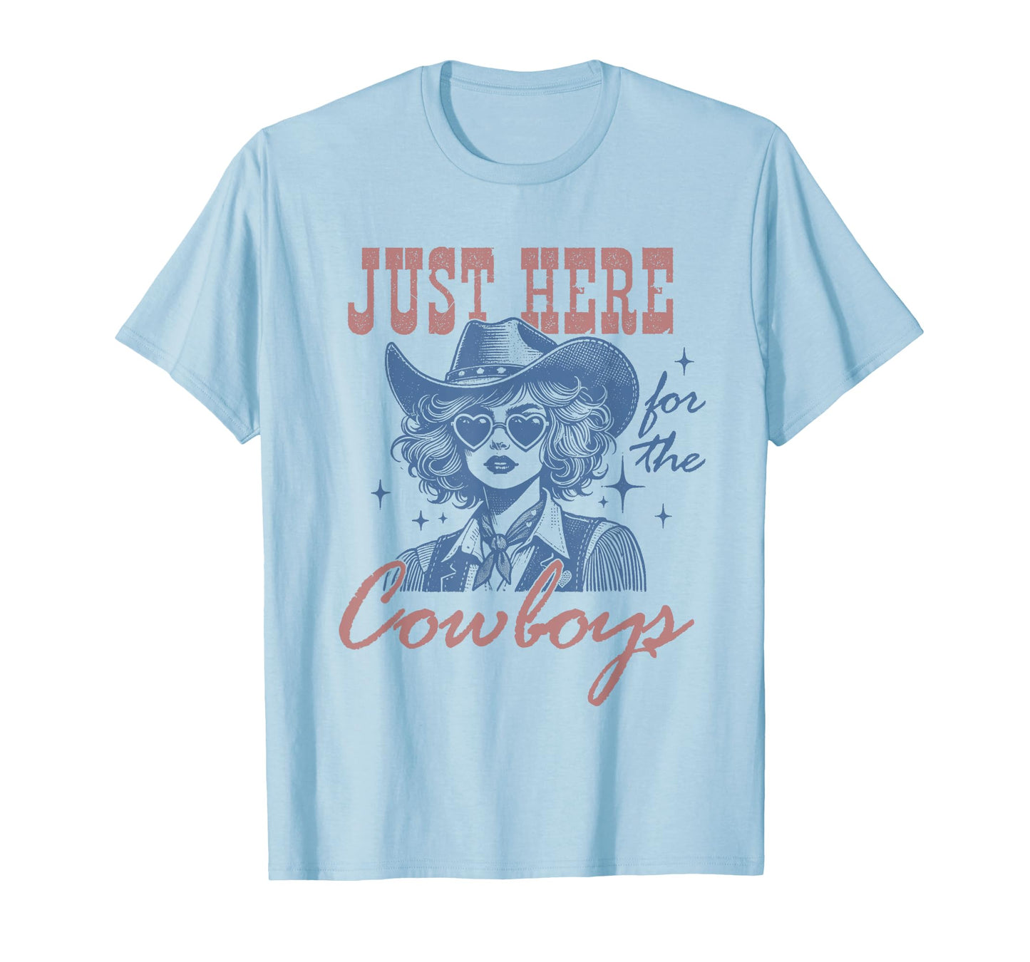 Retro Cowgirl Shirt Just Here for the Cowboys Western Rodeo T-Shirt