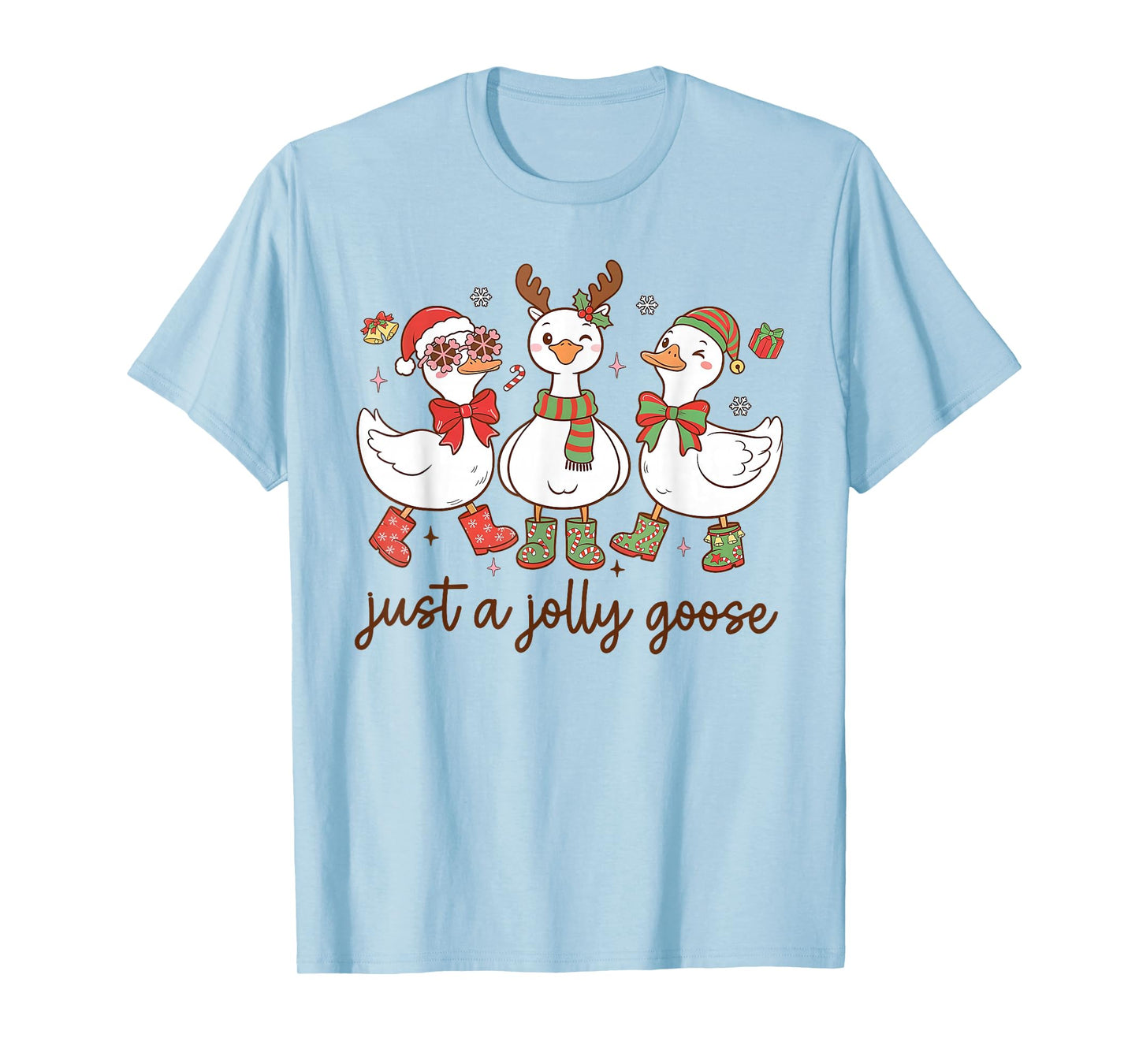 Santa Christmas Goose Just a Jolly Goose Kids Boys Girls T-Shirt