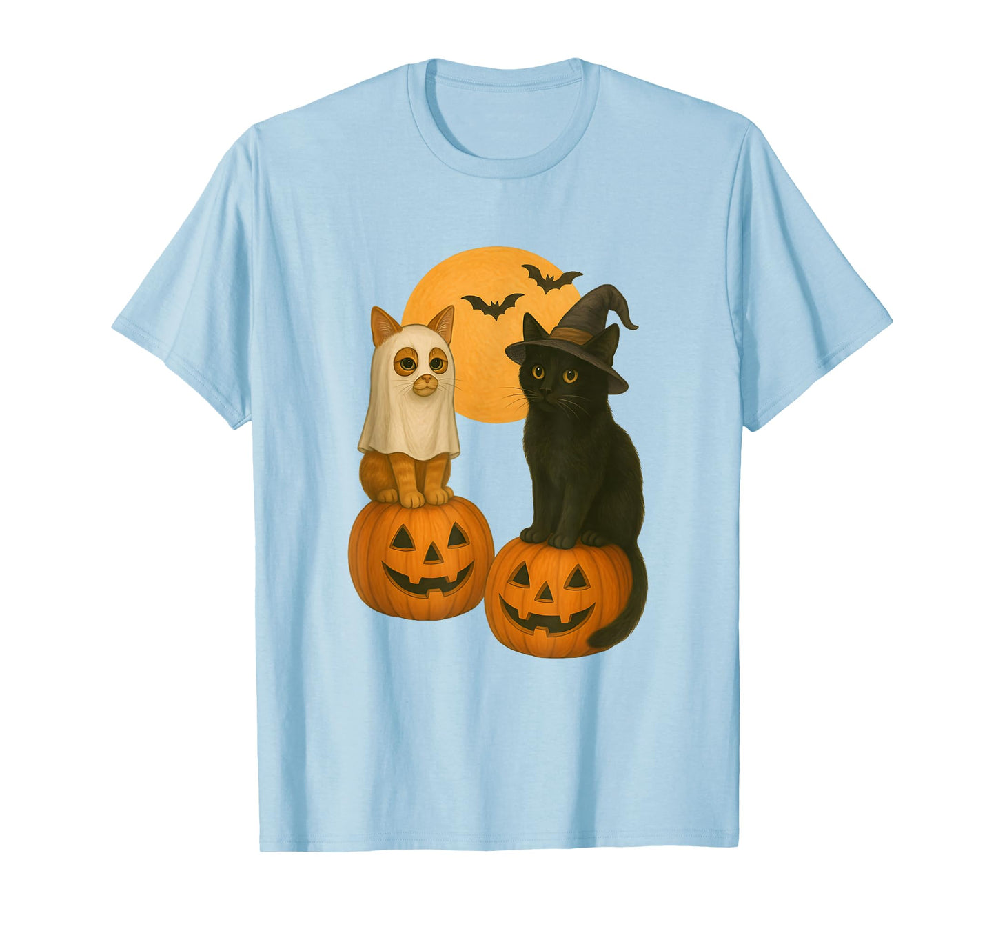 Cute Cats with Halloween Costumes Ghost and Witch Kitten T-Shirt