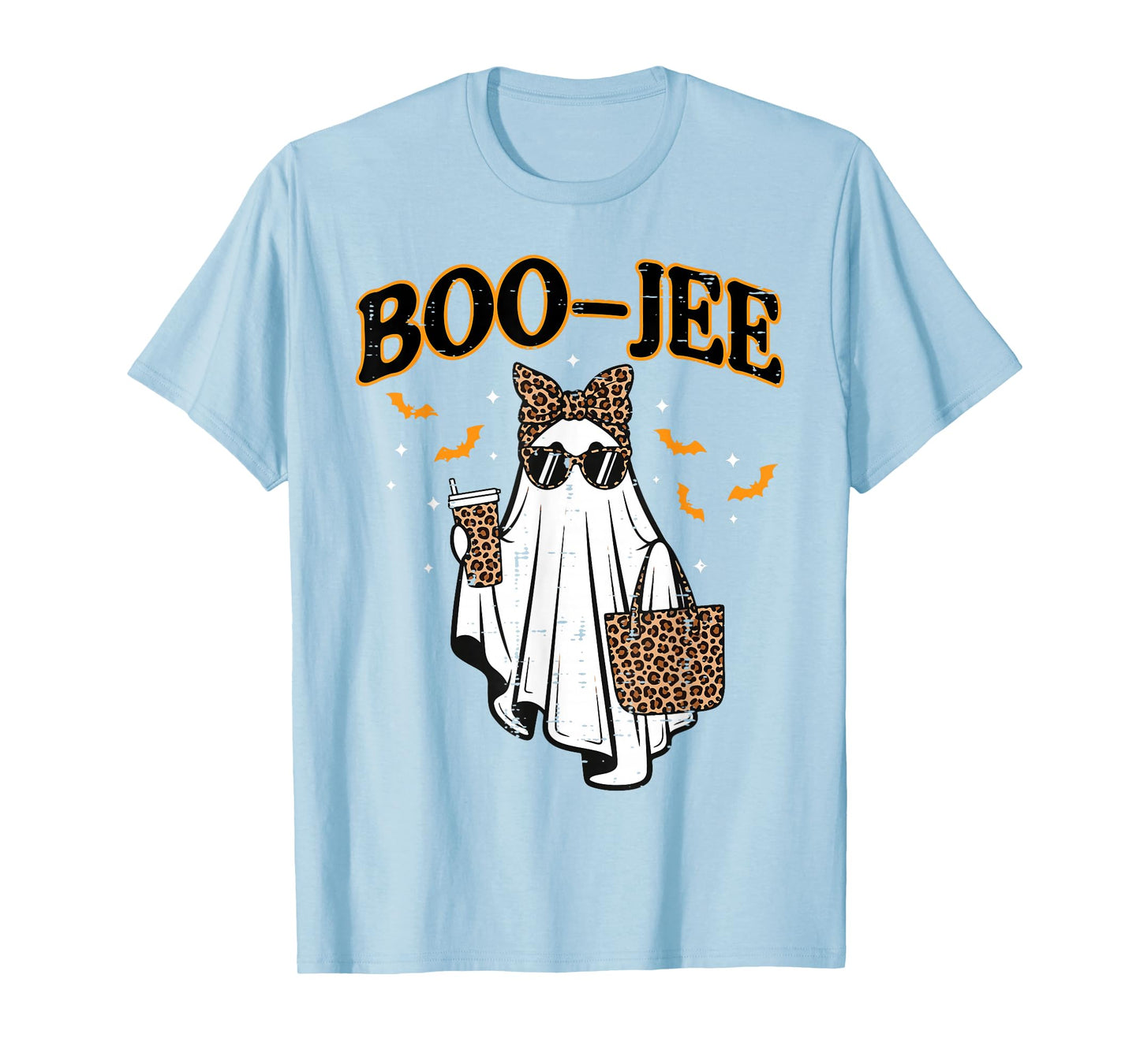 Boojee Coquette Leopard Ghost Coffee Halloween Girls Women T-Shirt