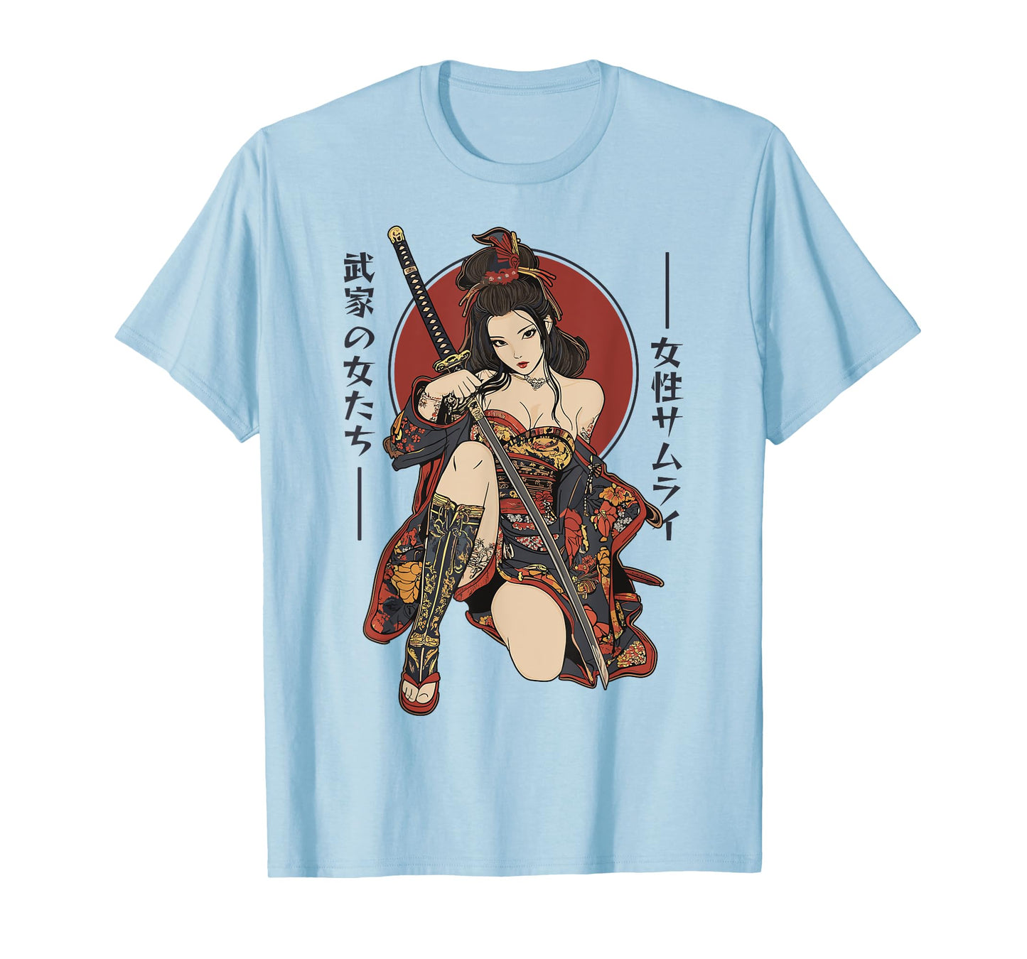 Samurai Warrior Waifu Girl Japanese Ukiyo-e Manga Samurai T-Shirt