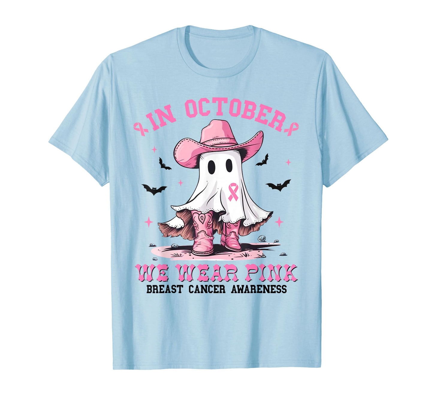 Breast Cancer Women Halloween in October We Wear Pink Witch T-Shirt