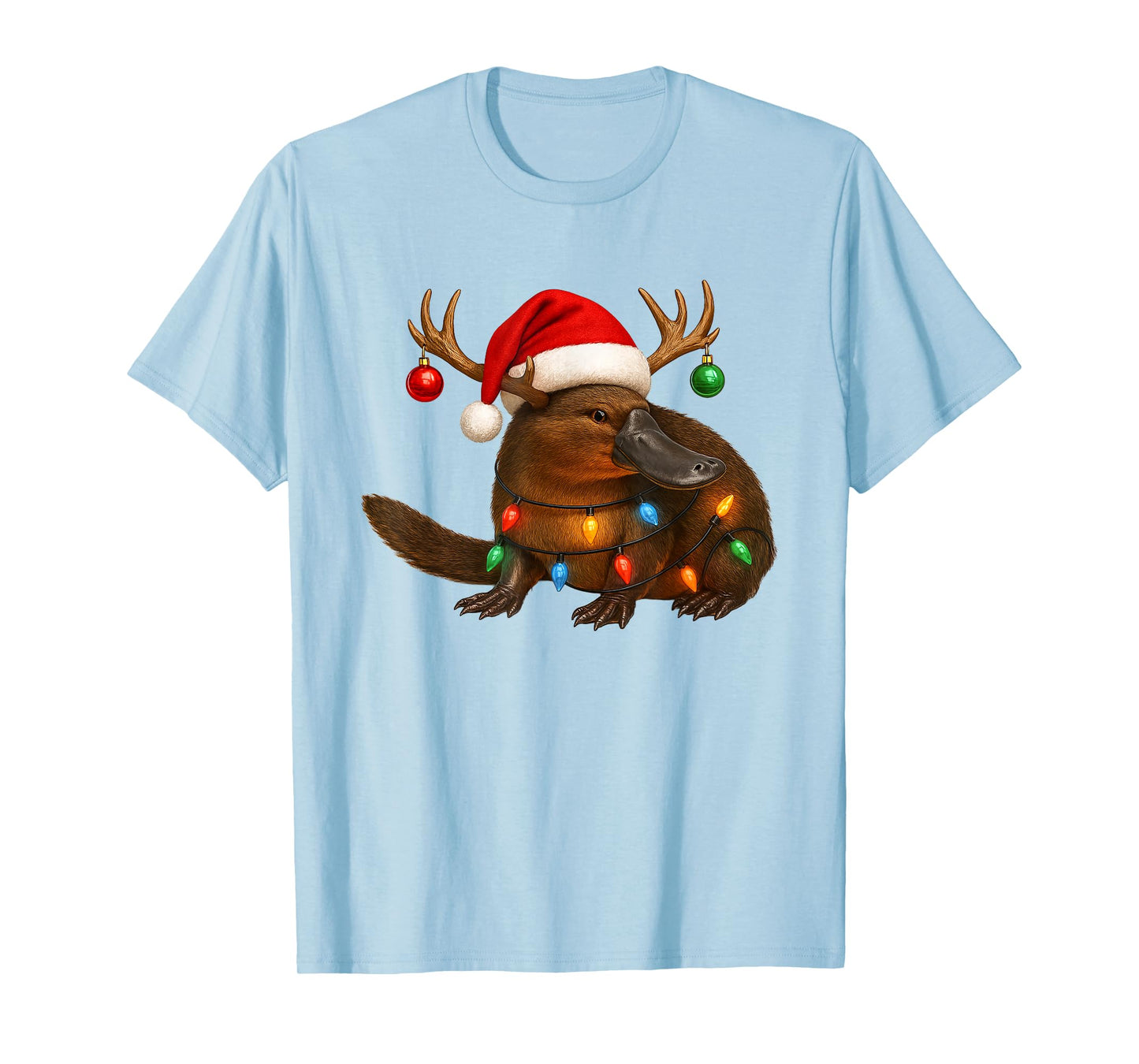 Platypus Animal Christmas Santa Hat Lover T-Shirt