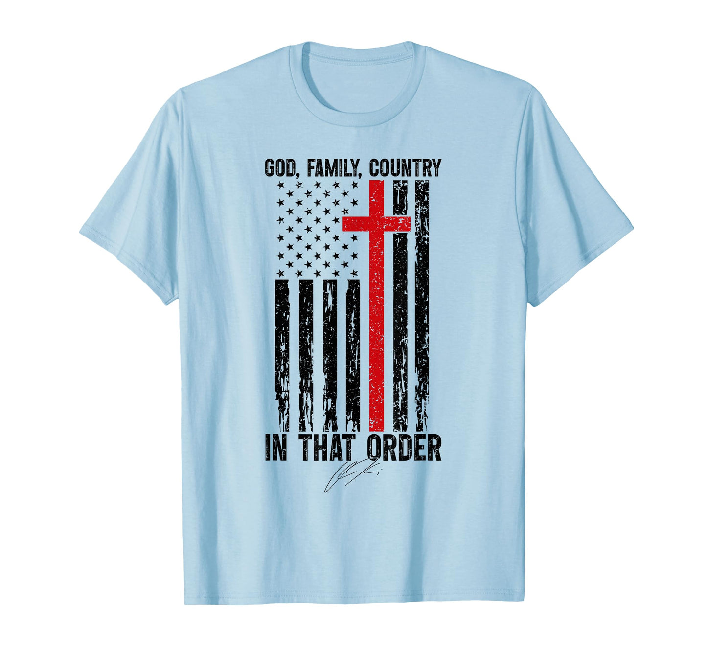 God Family Country - in That Order Vintage US Flag Supporter T-Shirt