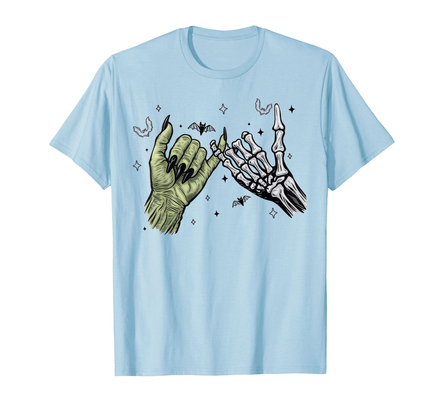 Halloween Witch Hand and Skeleton Hand Lock pinkies T-Shirt