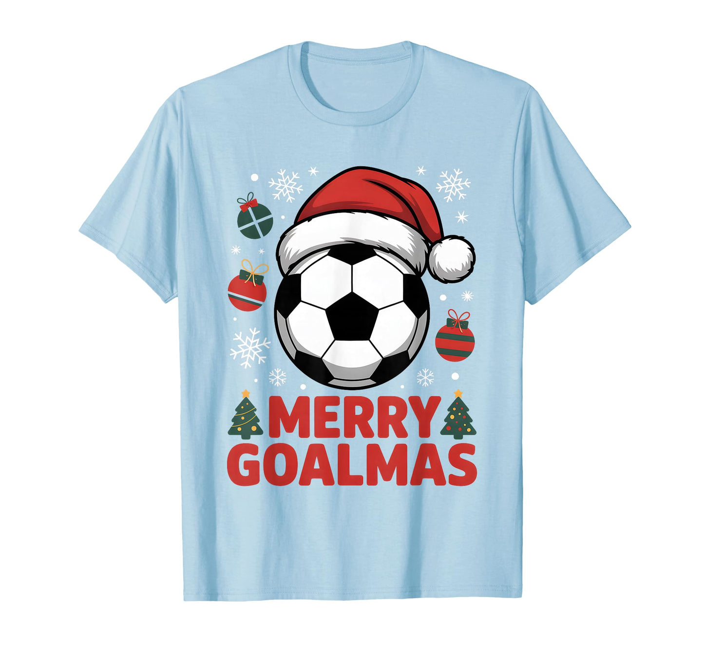 Merry Goalmas Christmas Santa Soccer Ball Graphic Kids Boys T-Shirt