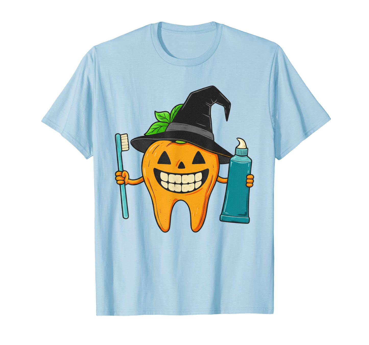 Funny Dental Halloween Pumpkin Tooth with Witch Hat T-Shirt