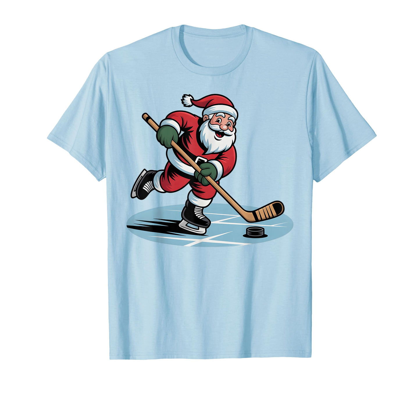 Christmas Ice Hockey Player Santa Funny Xmas Boys Kids T-Shirt