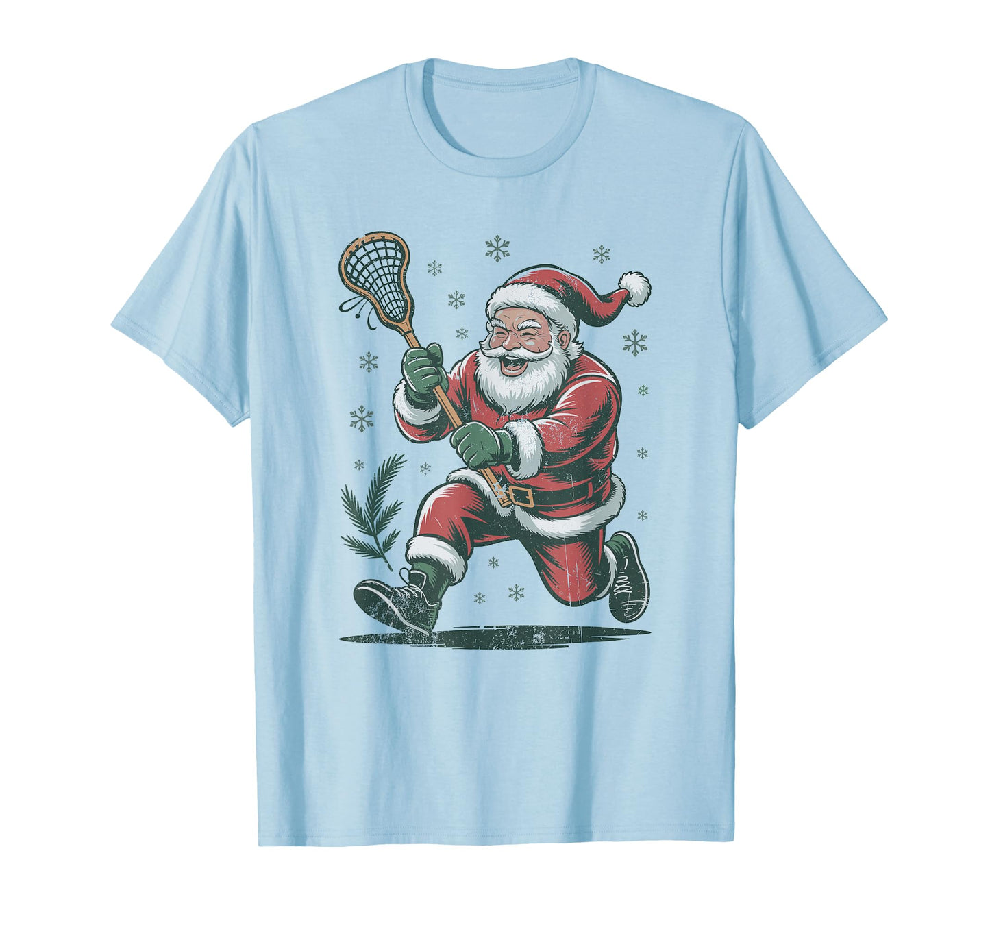 Santa Playing Lacrosse Christmas Holiday Retro Vintage 90s T-Shirt