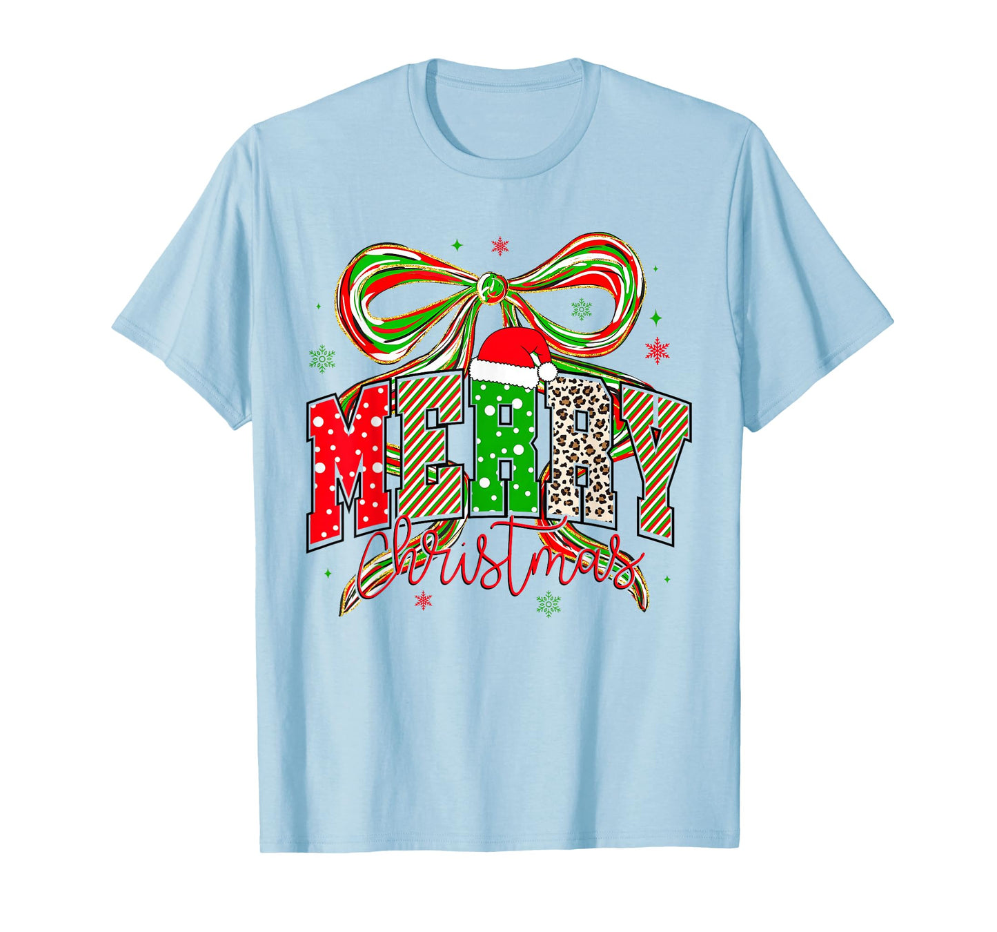 Coquette Bow Pink Christmas Tree Merry Xmas Girl Women T-Shirt