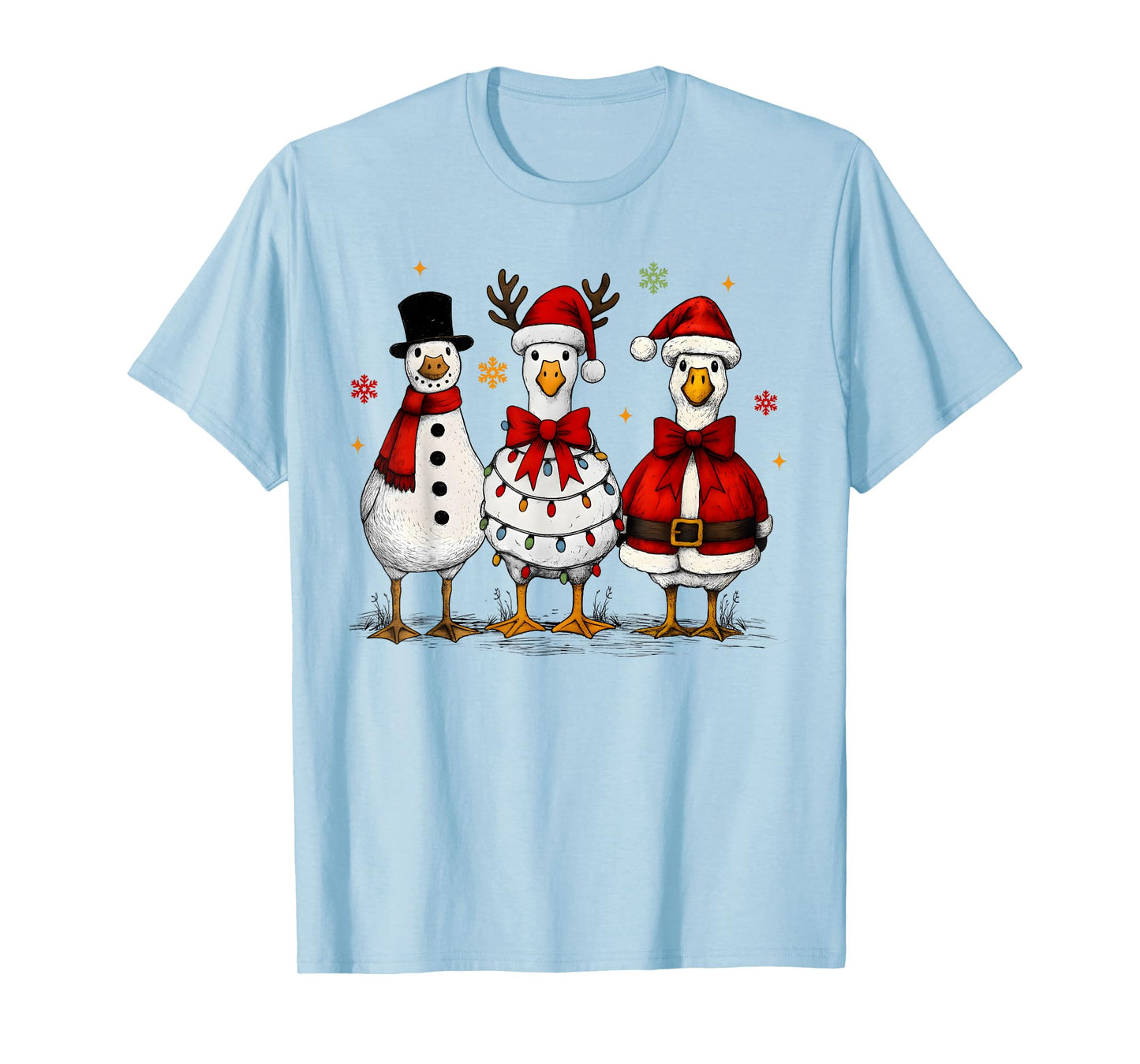 Funny Christmas Goose Santa Reindeer Snowman Men Women Kids T-Shirt