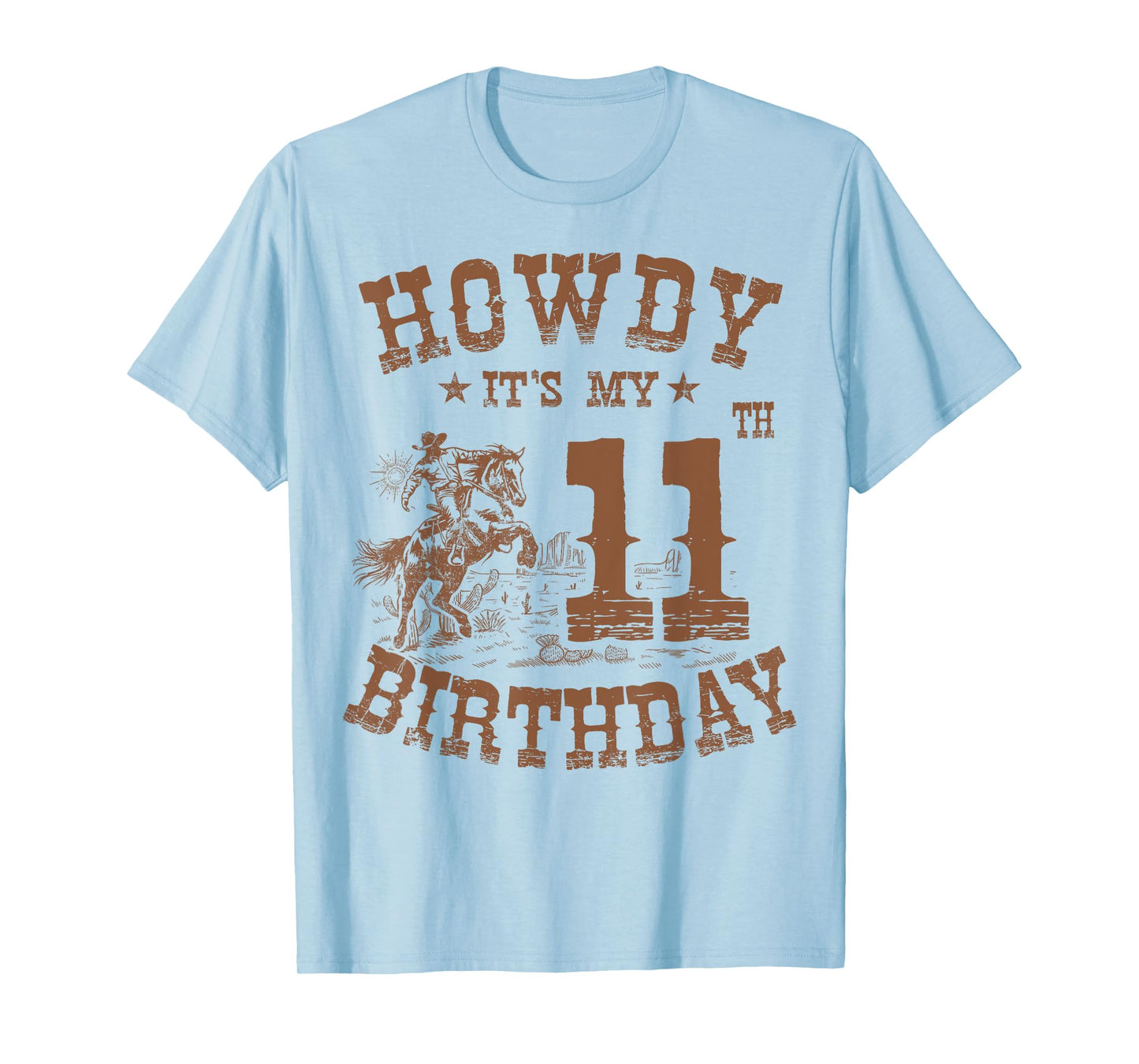 Howdy It's My 11th Birthday Western Cowboy 11 Years Old Bday T-Shirt