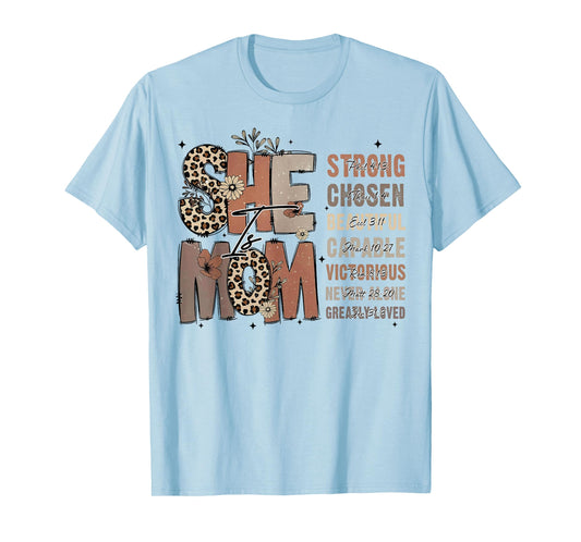 She Is Mom Christian Mother's Day Jesus Mama Religious Women T-Shirt
