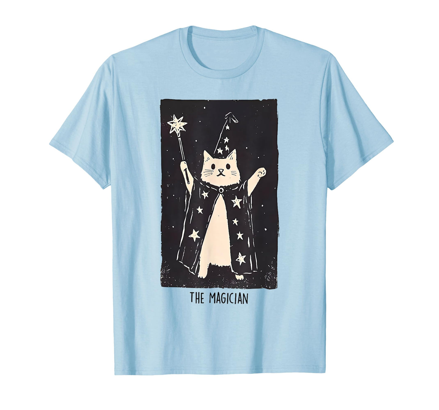 Wizard Cat Weird Funny Tarot Card The Magician Halloween Cat T-Shirt for Men Women Kids