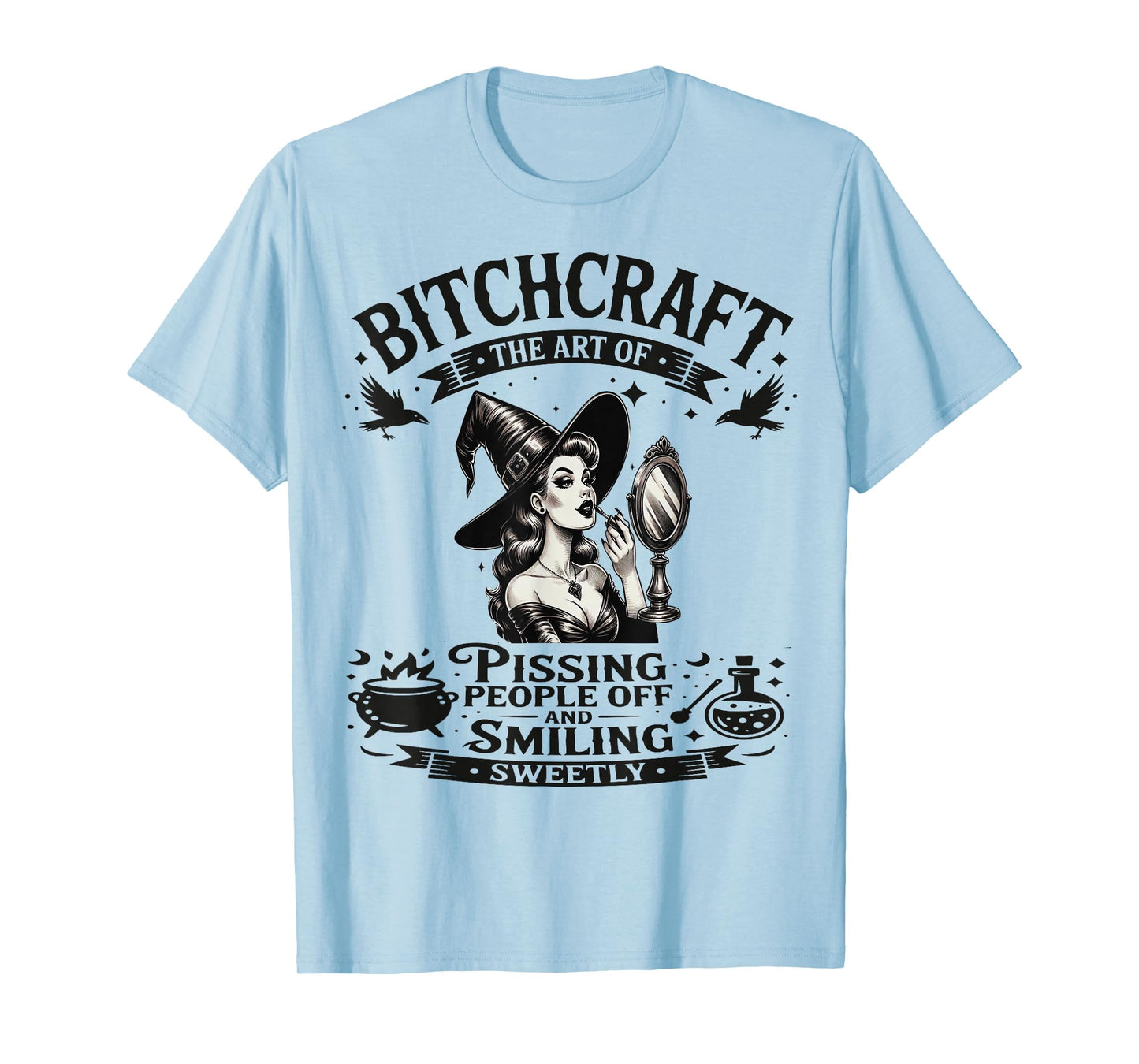 Halloween Vintage Witch Bitchcraft Pin Up Girl Funny T-Shirt