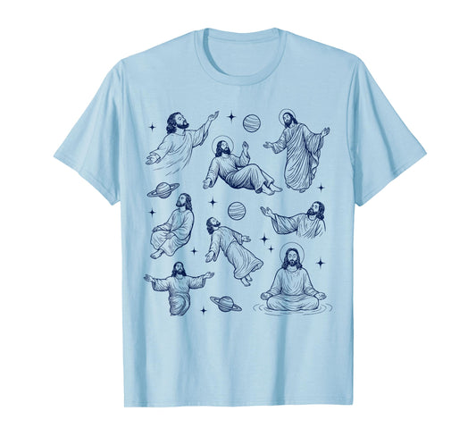 Floating Jesus Space Funny Faith Christian Jesus Galaxy T-Shirt