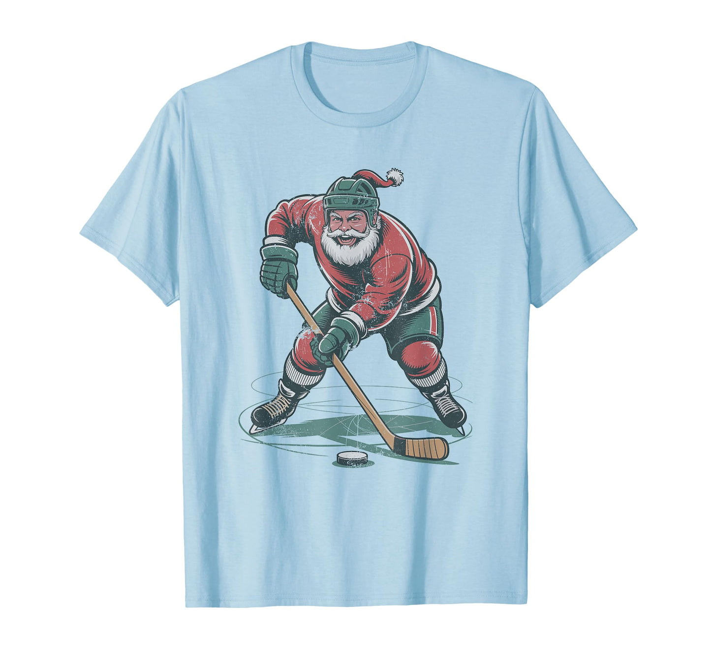 Santa Playing Hockey Retro Vintage 90s Christmas Holiday T-Shirt