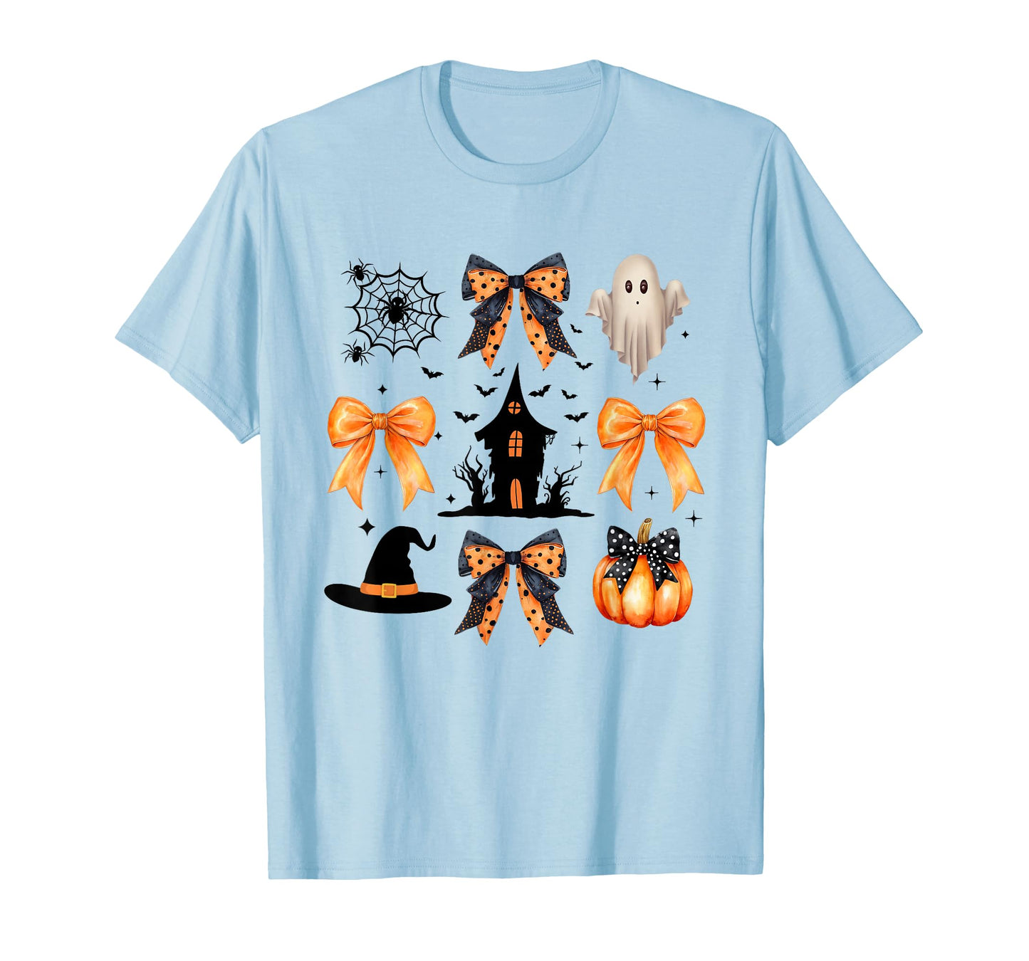 Halloween Coquette Bow Pumpkin Ghost Boo Funny Halloween T-Shirt