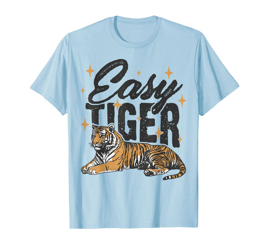 Easy Tiger Retro Distressed Vintage Tiger Graphic T-Shirt