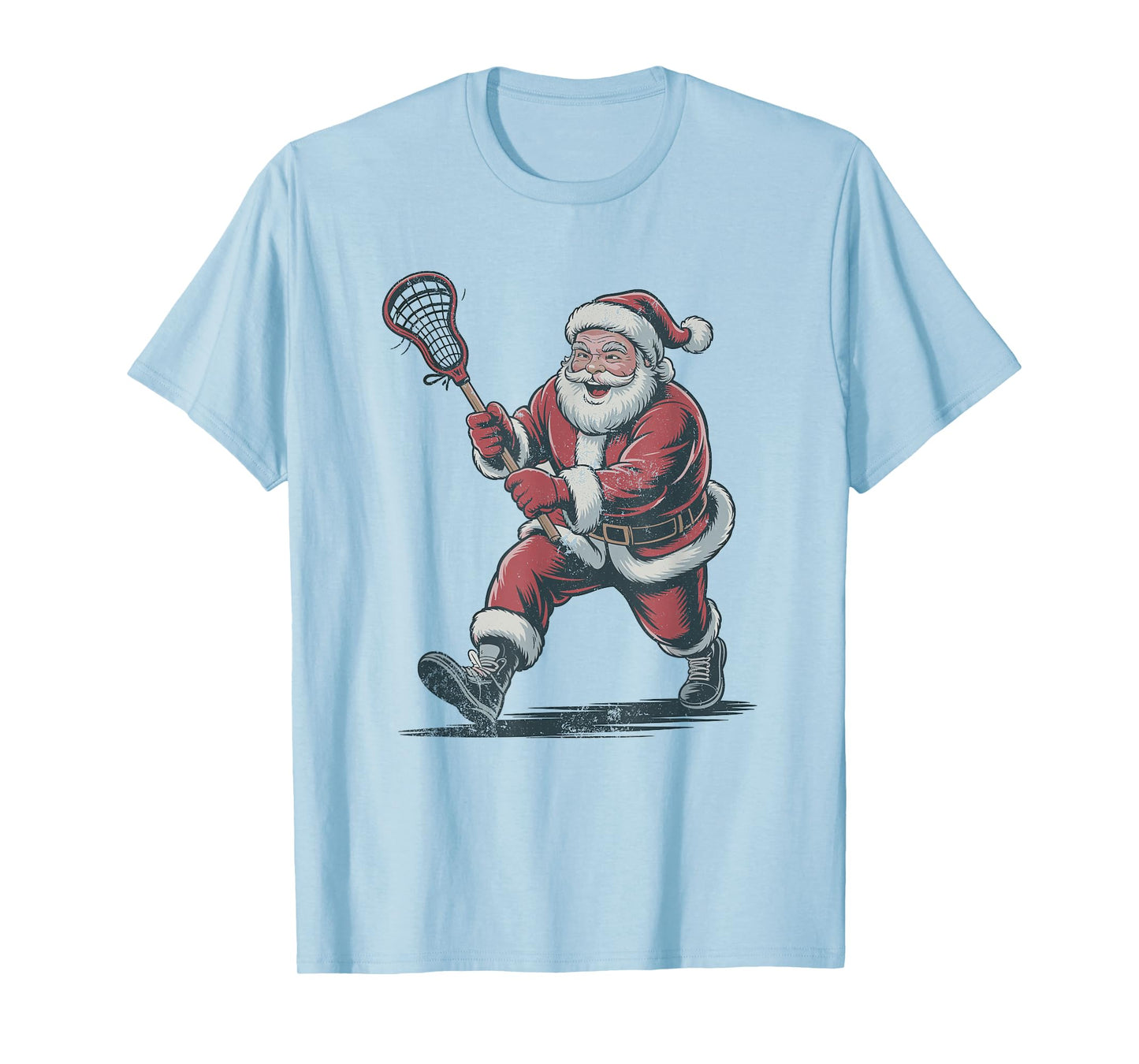 Santa Playing Lacrosse Christmas Retro Vintage 90s Holiday T-Shirt