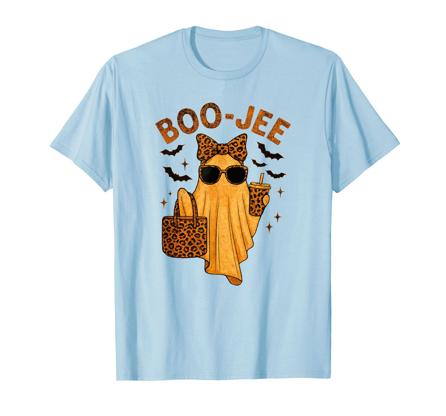 Coquette Leopard Ghost Coffee Boo-JEE Halloween Boujee Ghost T-Shirt