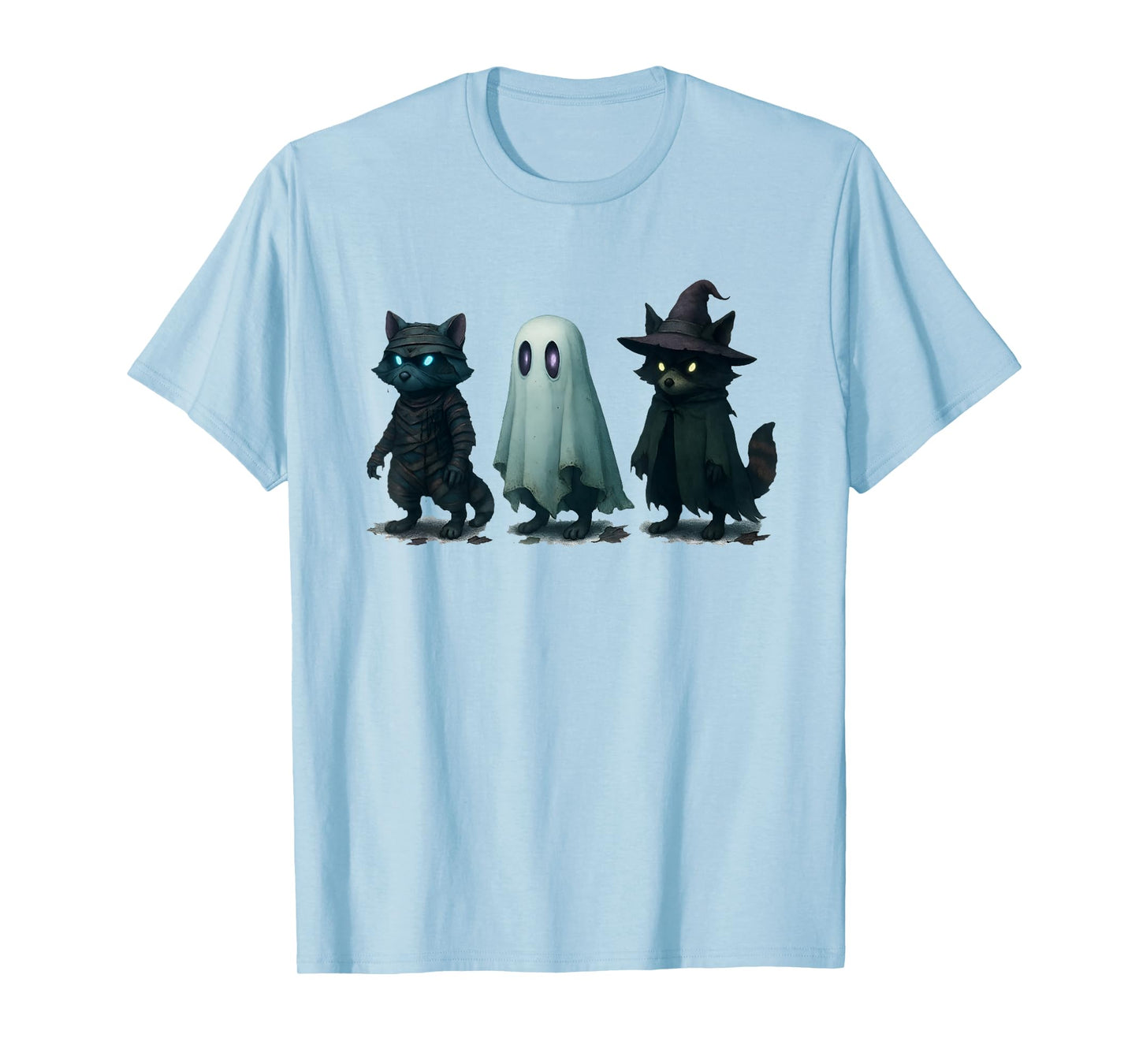 Spooky and Feral Funny Witch Ghost Raccoon Halloween Costume T-Shirt