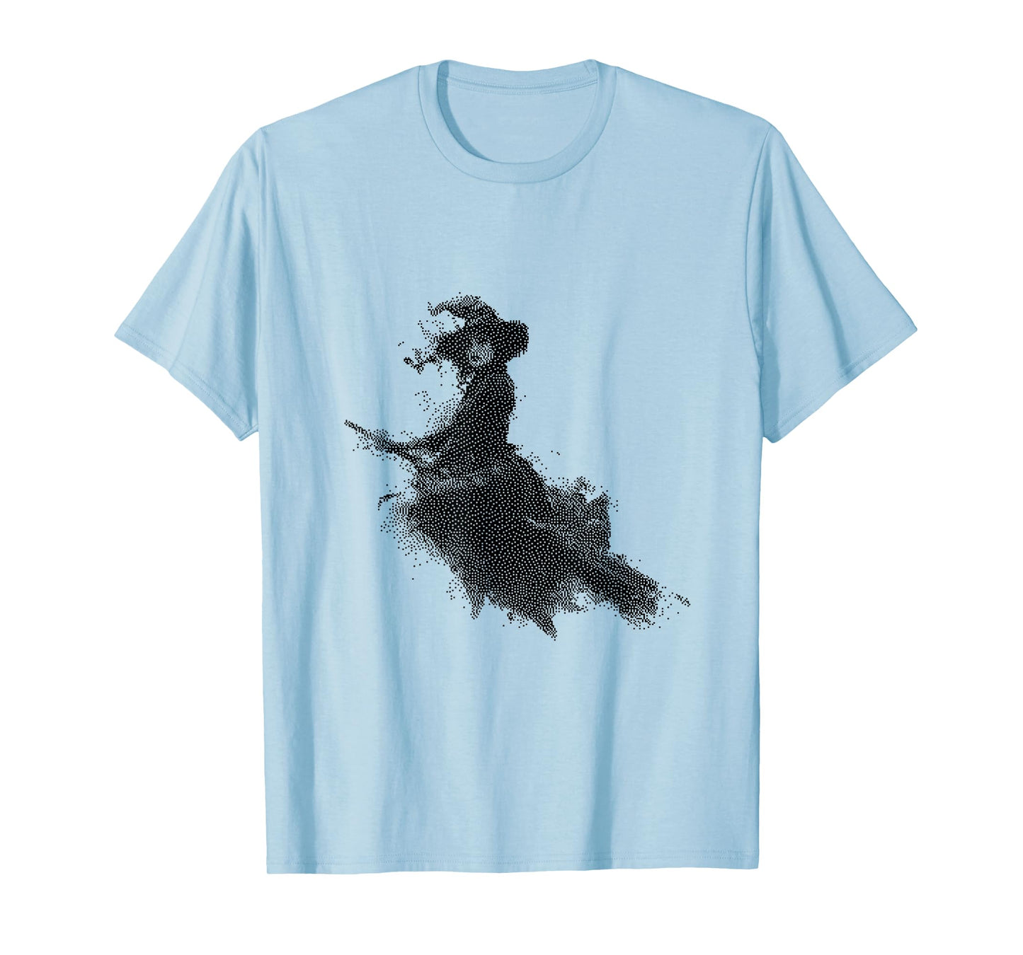 Spooky Witch Riding Broom Halloween Art T-Shirt