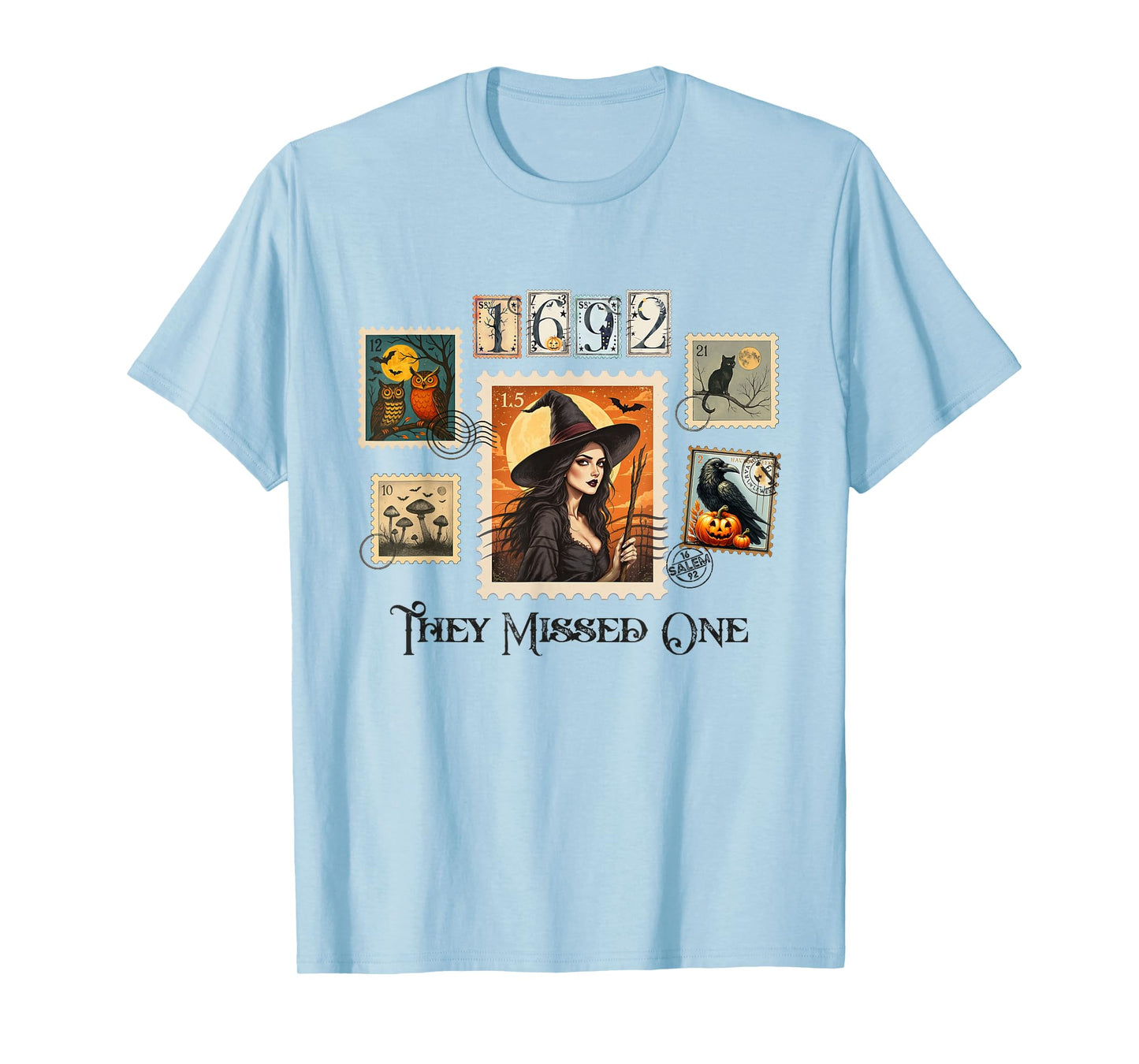 Witch Salem They Missed One 1692 Halloween Postage Stamp T-Shirt