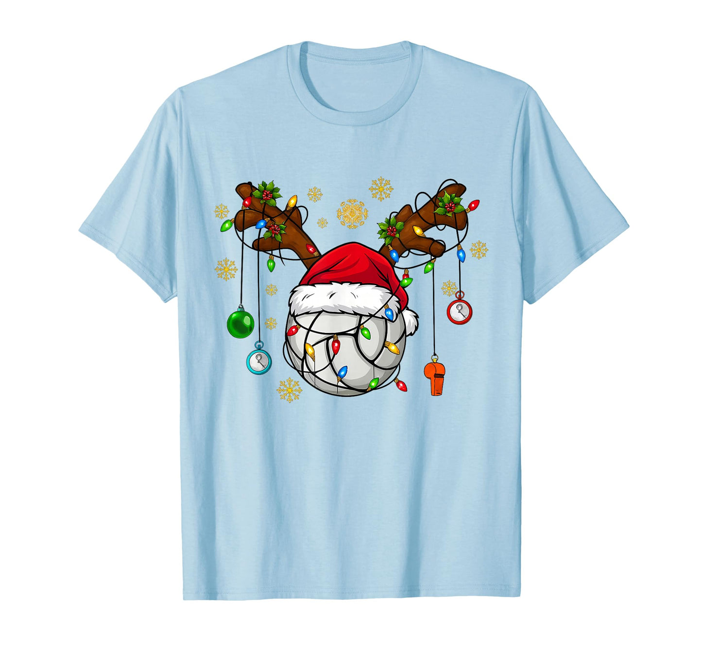 Christmas Volleyball Ball Santa Hat Funny Sport Xmas Girls T-Shirt