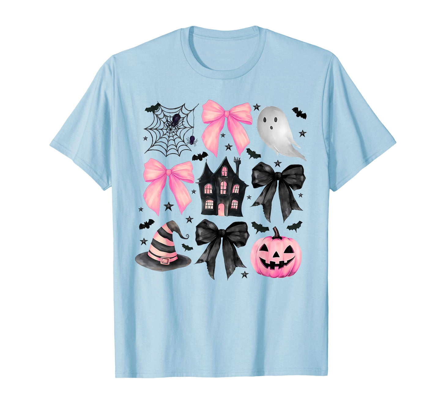 Pink Coquette Bow Halloween Pumpkin Day Women Girls Kids T-Shirt