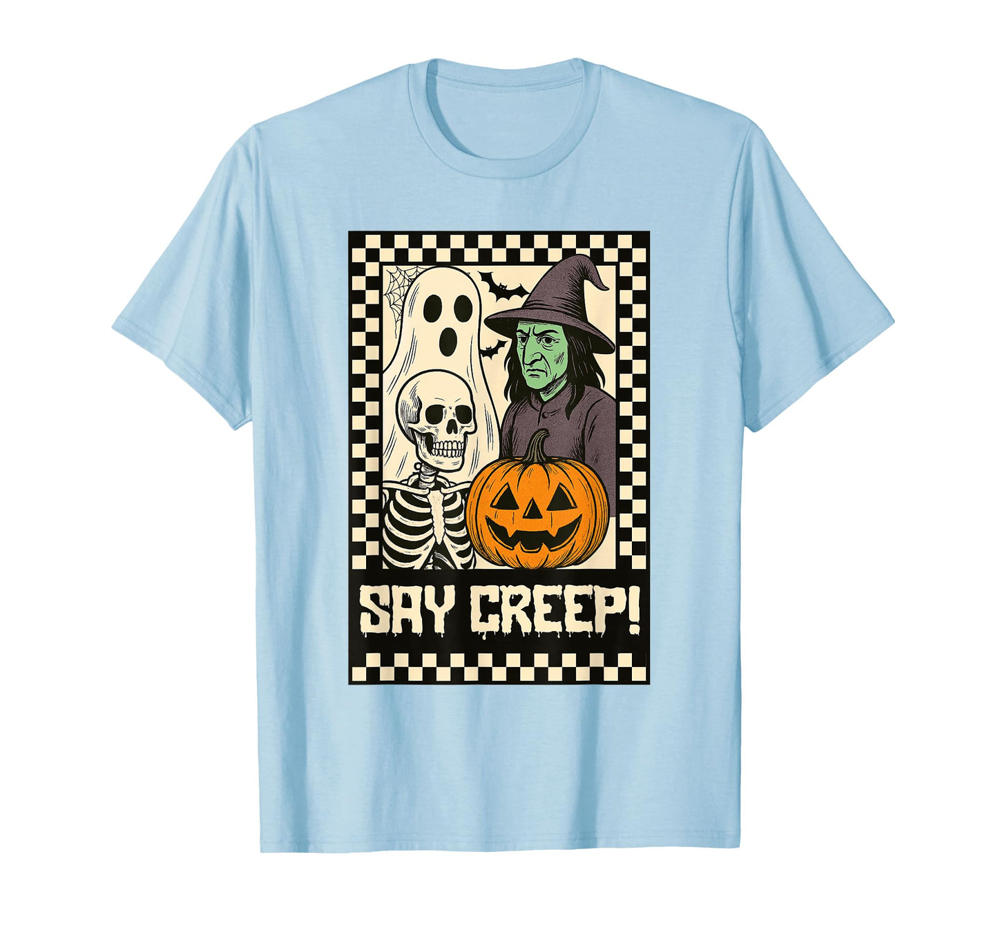 Funny Halloween Boo Skeleton Witch Pumpkin Selfie Say Creep T-Shirt
