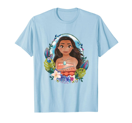 Disney Moana Beautiful Floral Face Portrait Vintage T-Shirt