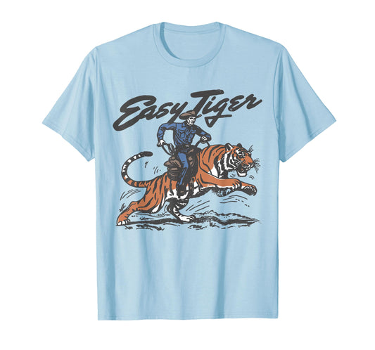 Easy Tiger Retro Cowboy Design Western Graphic T-Shirt