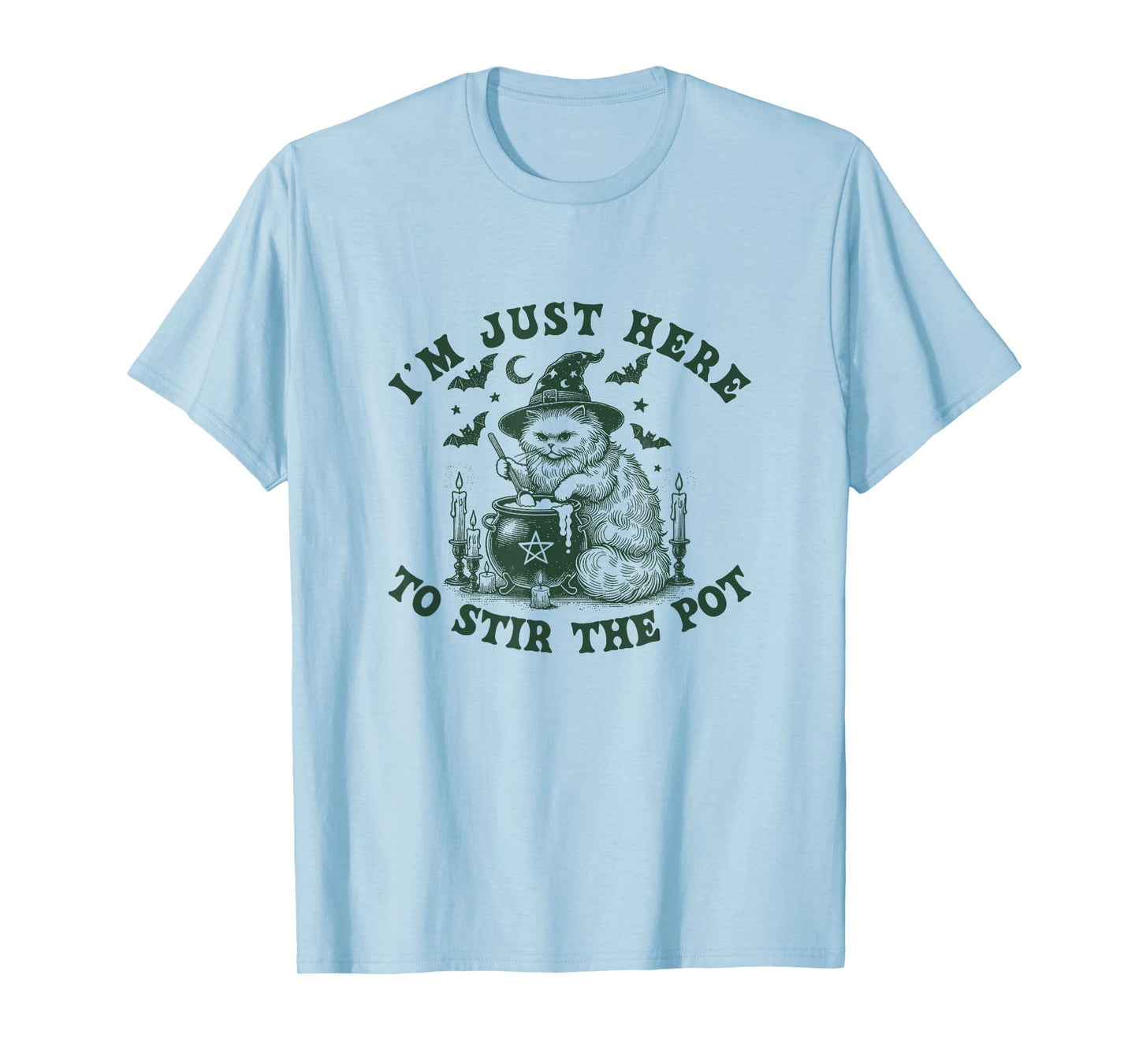 I’m Just Here to Stir The Pot Cat Witch Halloween T-Shirt