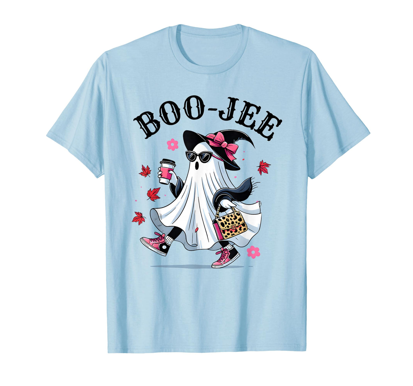 Coquette Leopard Ghost Coffee Boo-JEE Halloween Boujee Ghost T-Shirt