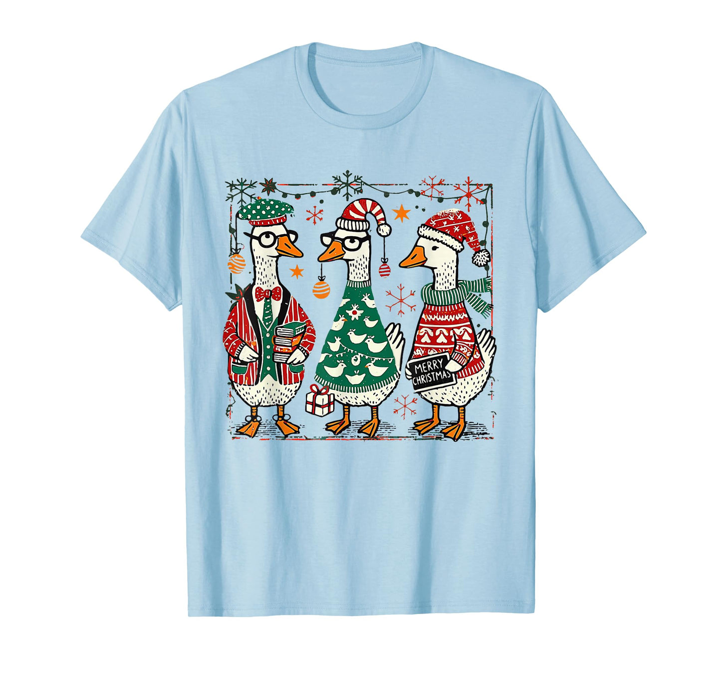 Retro Christmas Silly Goose Christmas Light Goosemas Funny T-Shirt