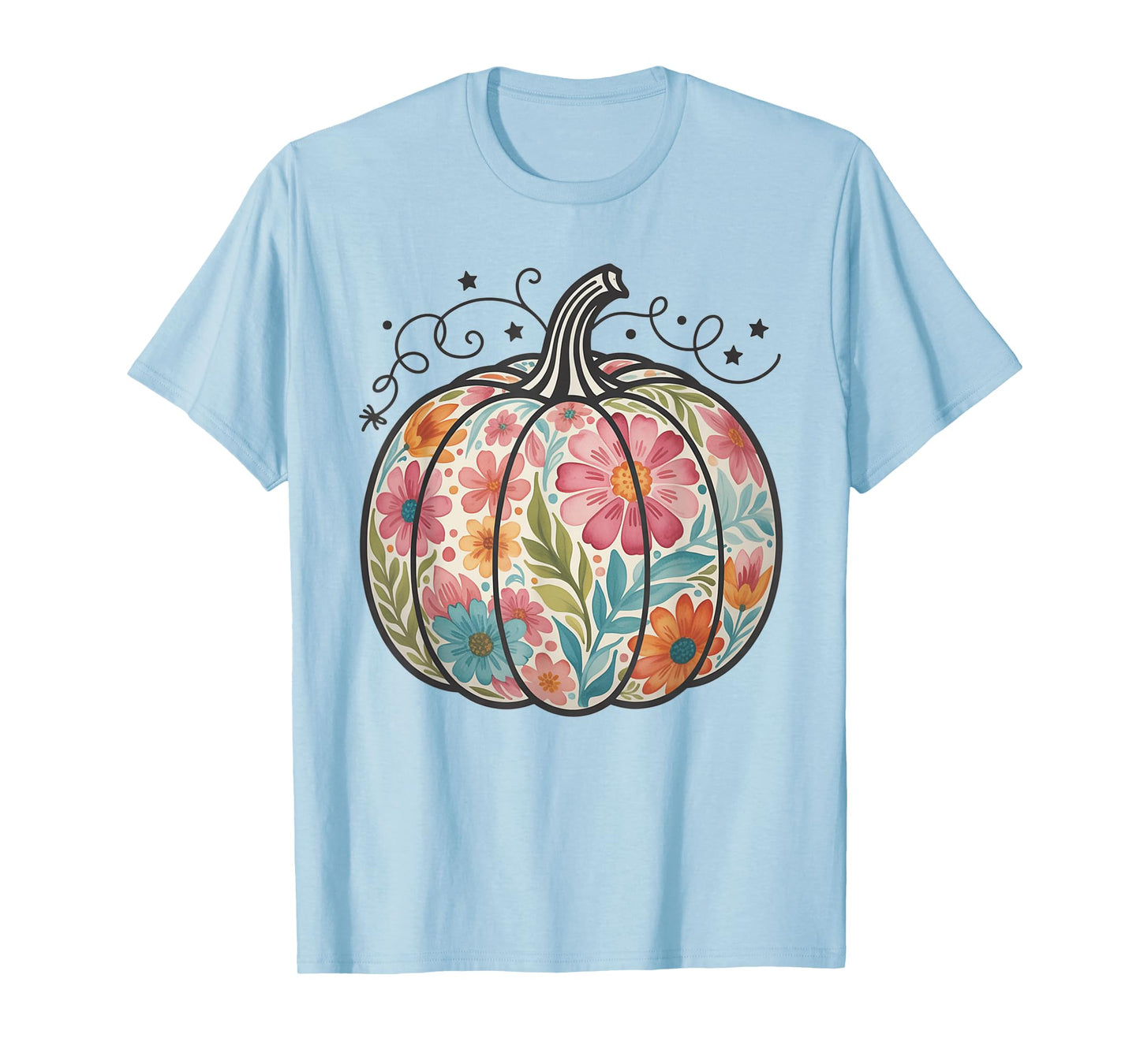 Floral Boho Pumpkin Preppy Fall Thanksgiving Cozy Season T-Shirt