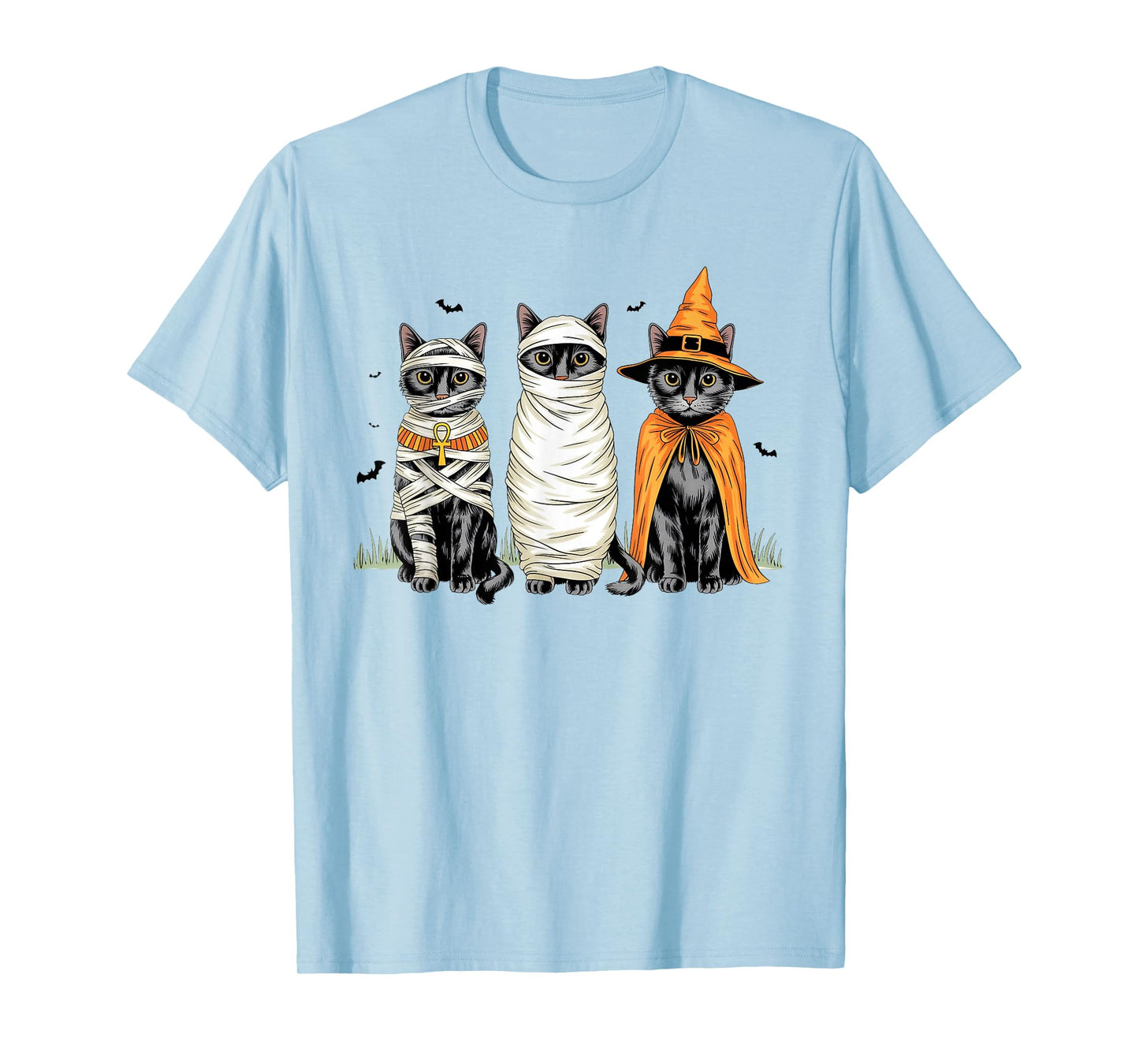 Retro Cat Witch Scary Halloween Pumpkin Women Men Kids T-Shirt