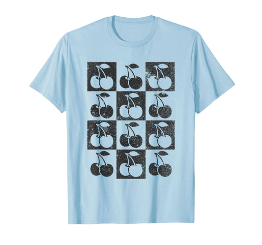Retro Checkerboard Checkered Cherries Cherry Lover T-Shirt