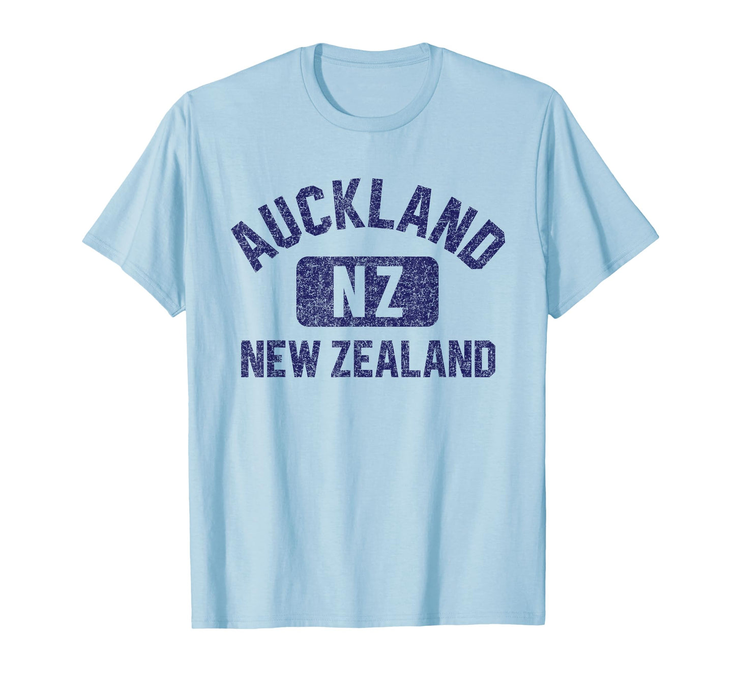 Auckland New Zealand Gym Style Distressed Dark Blue Print T-Shirt