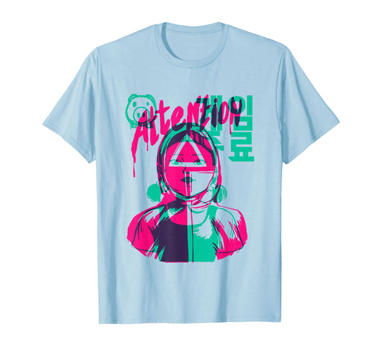 Squid Game 2 Attention Dripping Paint Neon Doll Portrait T-Shirt