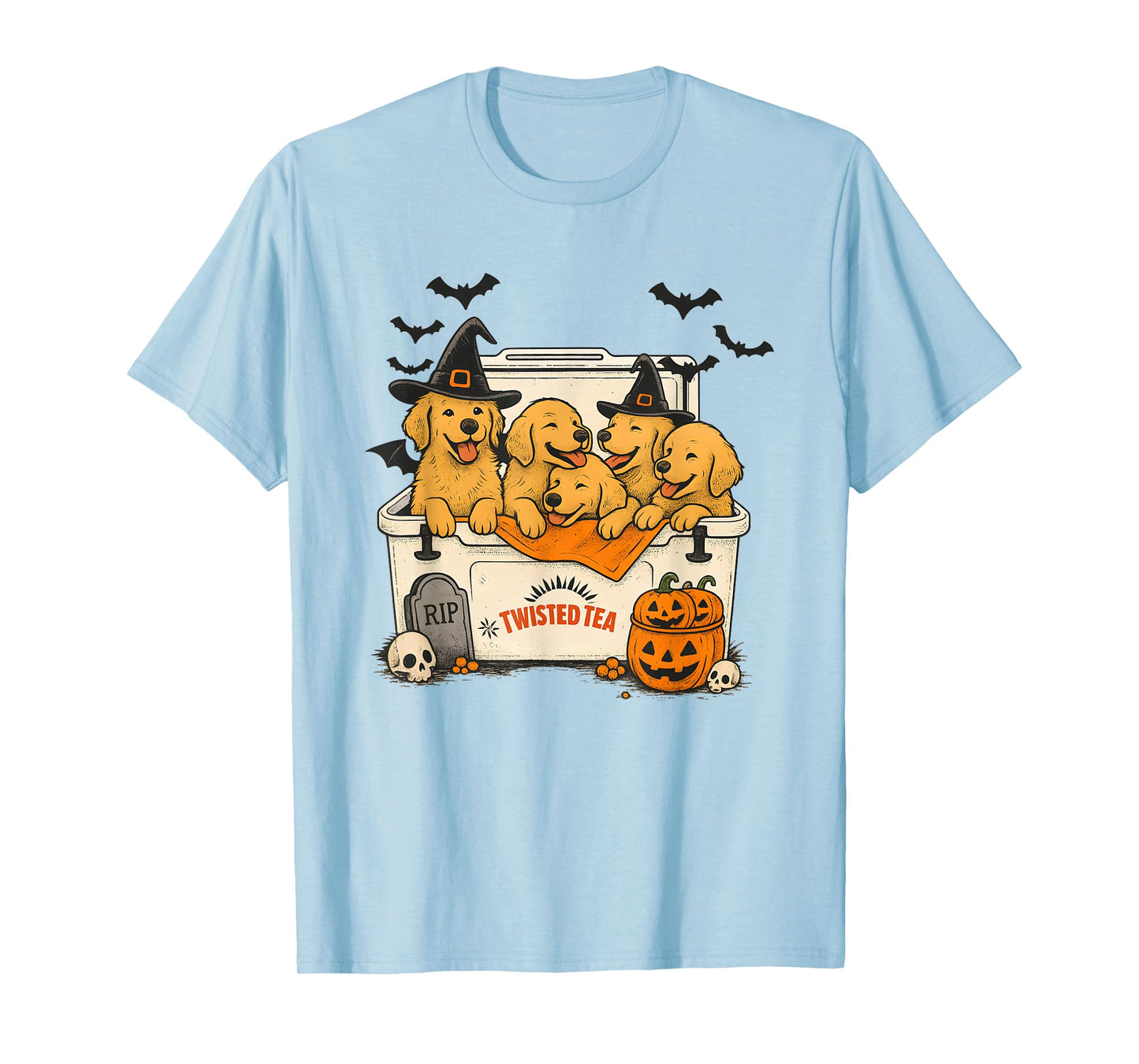Halloween Golden Retriever Puppies in Witch Hats T-Shirt