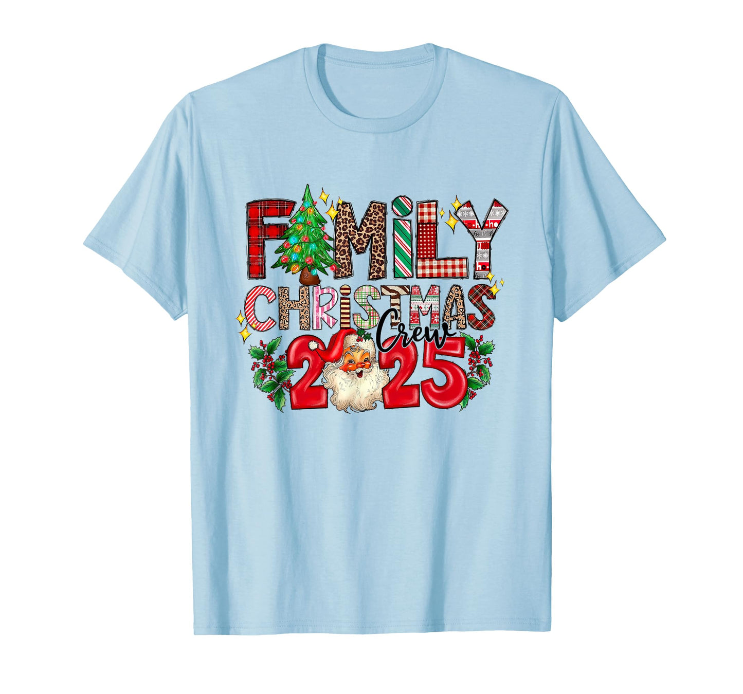 Retro Family Christmas Crew 2025 Funny Matching Xmas T-Shirt