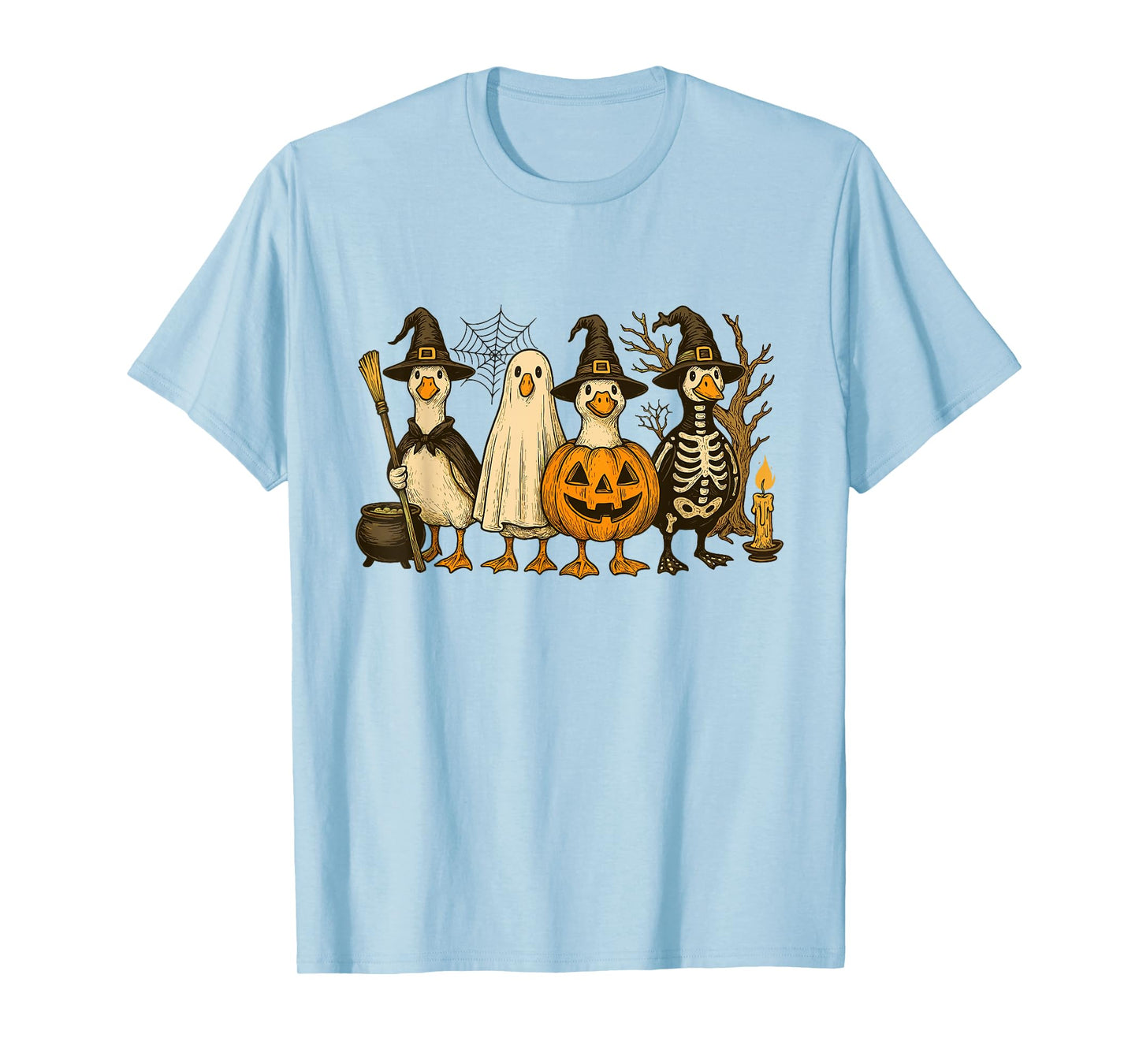 Just A Spooky Goose Halloween Goose Witch Ghost Silly Goose T-Shirt
